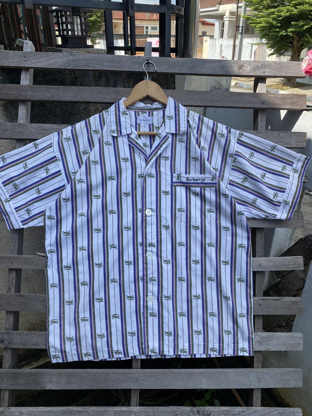 Burberry Vintage Burberry Pajama Button Up Short Sleeve - Monogram Size US XL / EU 56 / 4 - 2 Thumbnail