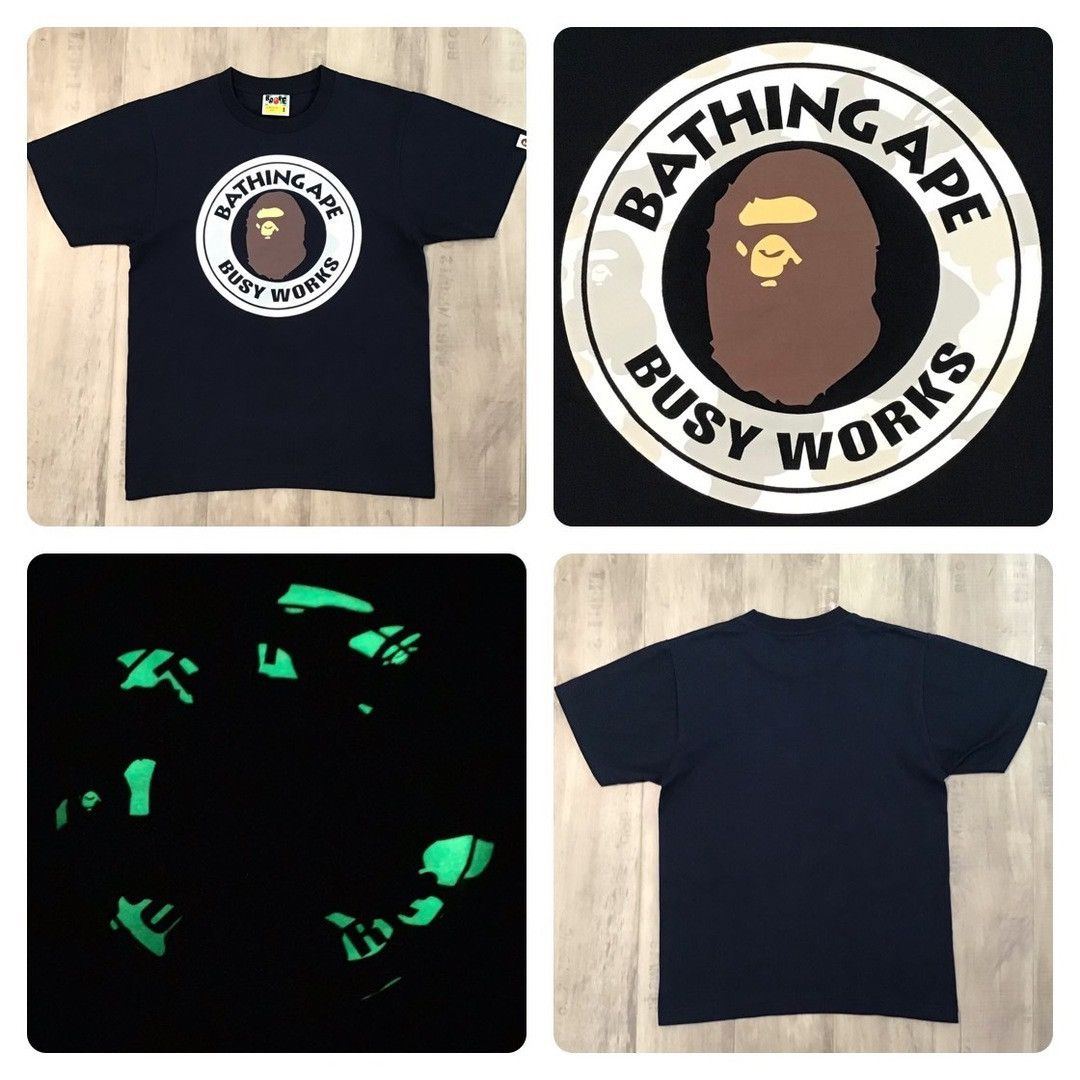 Bape 💫Glow in the dark💫 BAPE city camo circle logo T-shirt NAVY Size US S / EU 44-46 / 1 - 1 Thumbnail