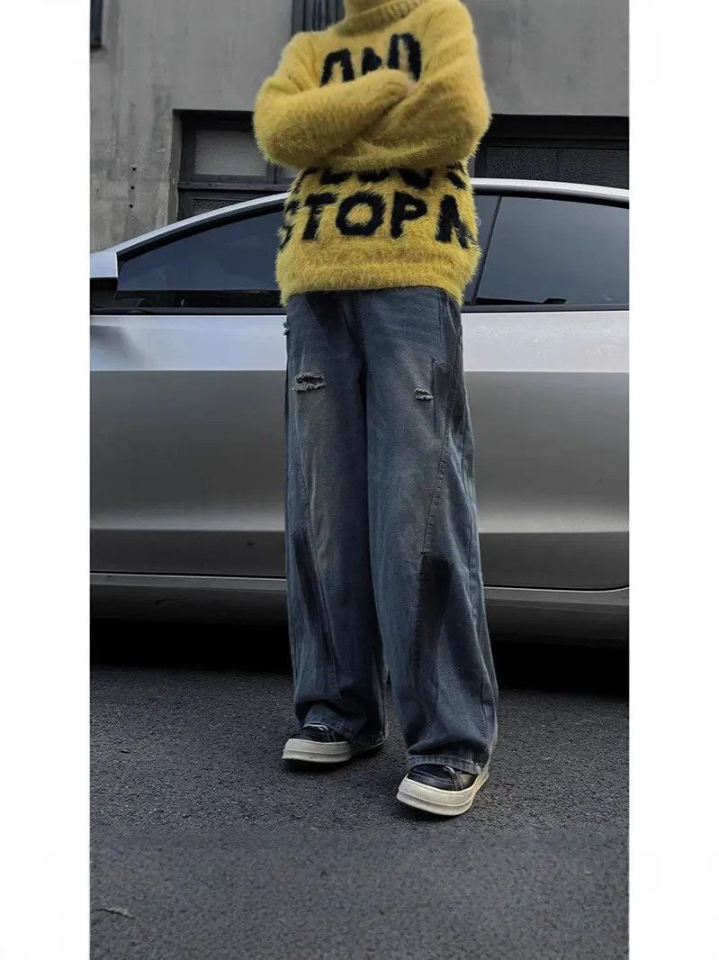 Japanese Brand × Jean Retro loose splashed ink ripped jeans Size US 32 / EU 48 - 4 Thumbnail