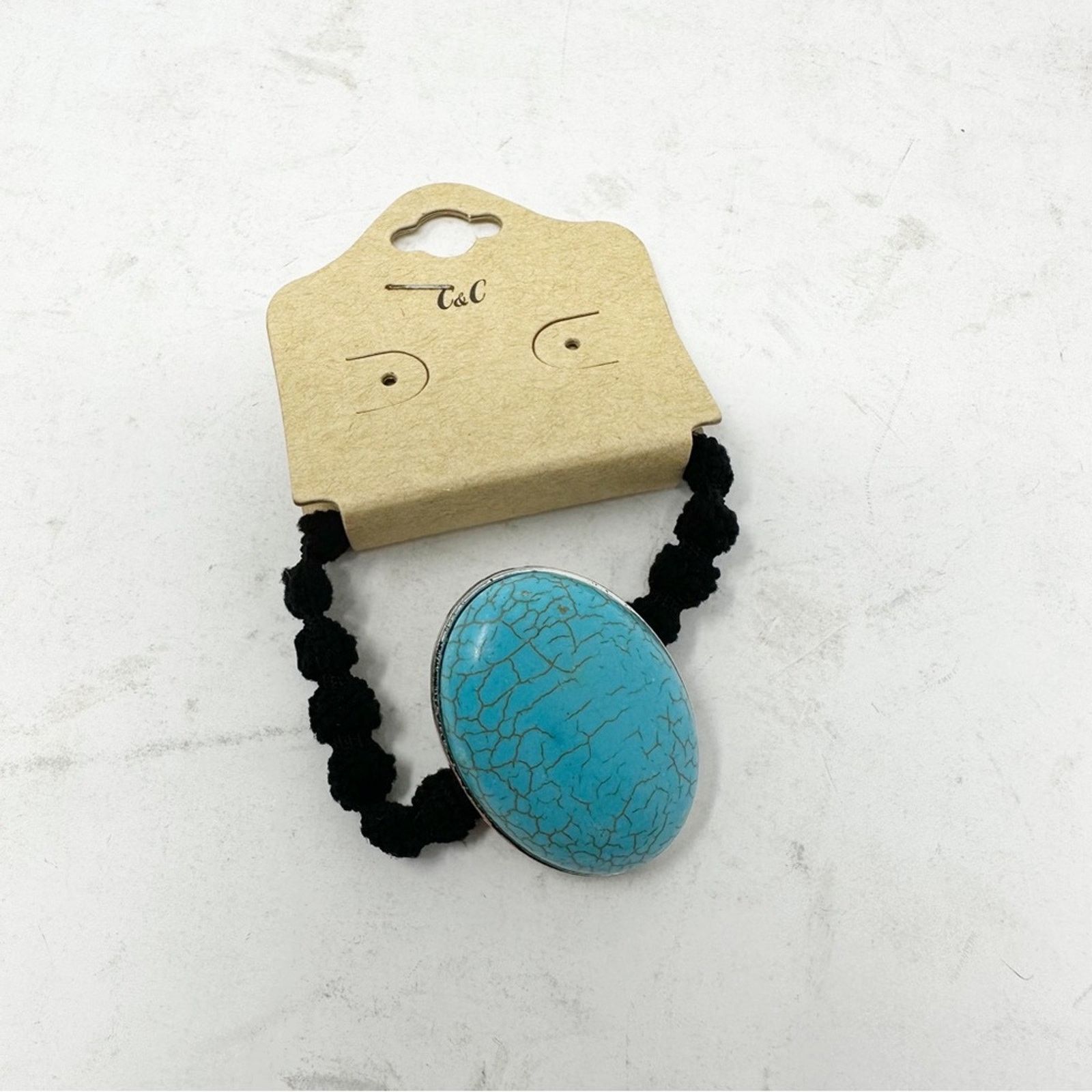 Tibi Western Oval Turquoise Ponytail Holder NWT Size ONE SIZE - 3 Thumbnail