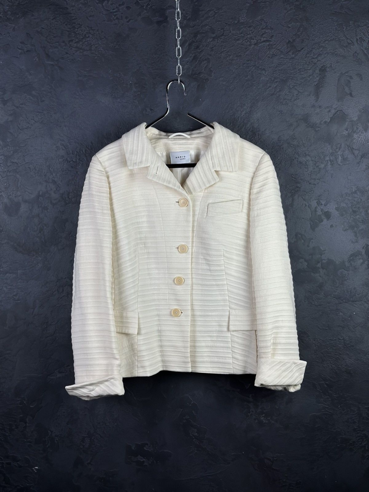 Akris Akris Punto Cream Wool Blazer Jacket - Size 16 Size XL / US 12-14 / IT 48-50 - 1 Thumbnail