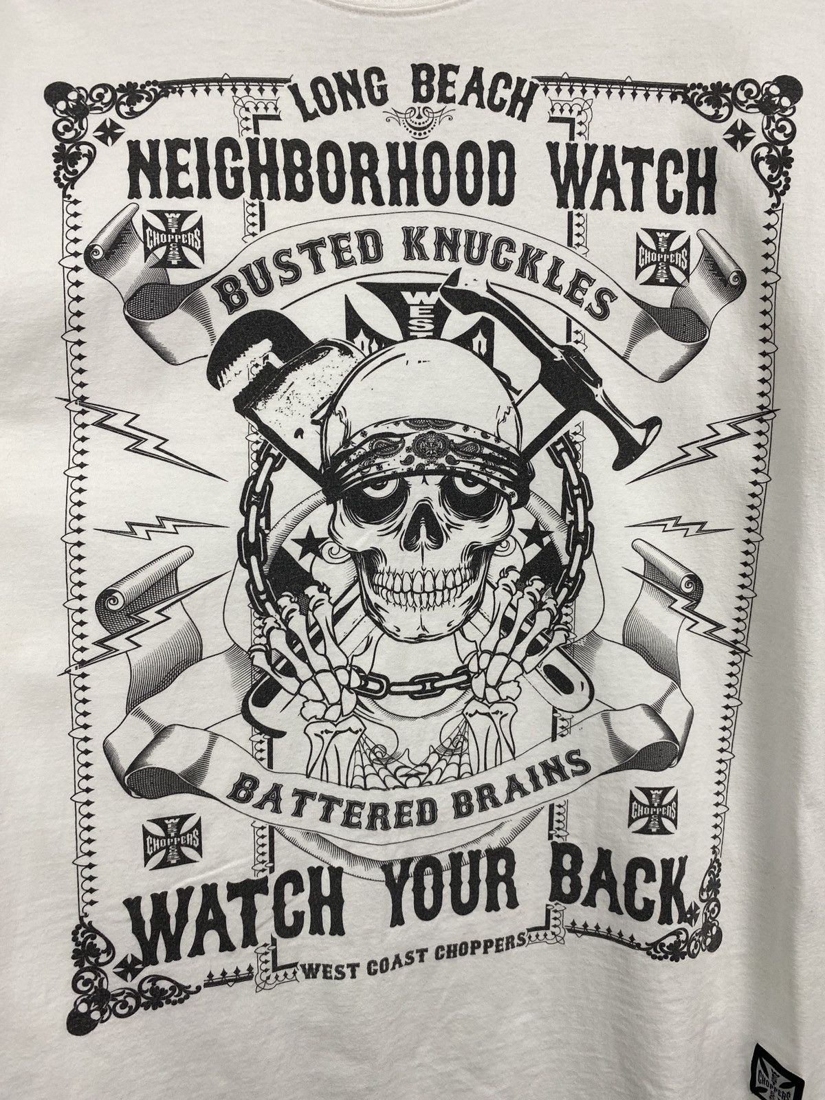 West Coast Choppers 🇺🇸 Vintage Y2K West Coast Choppers Neighborhood Skull T-Shirt Size US XL / EU 56 / 4 - 4 Thumbnail