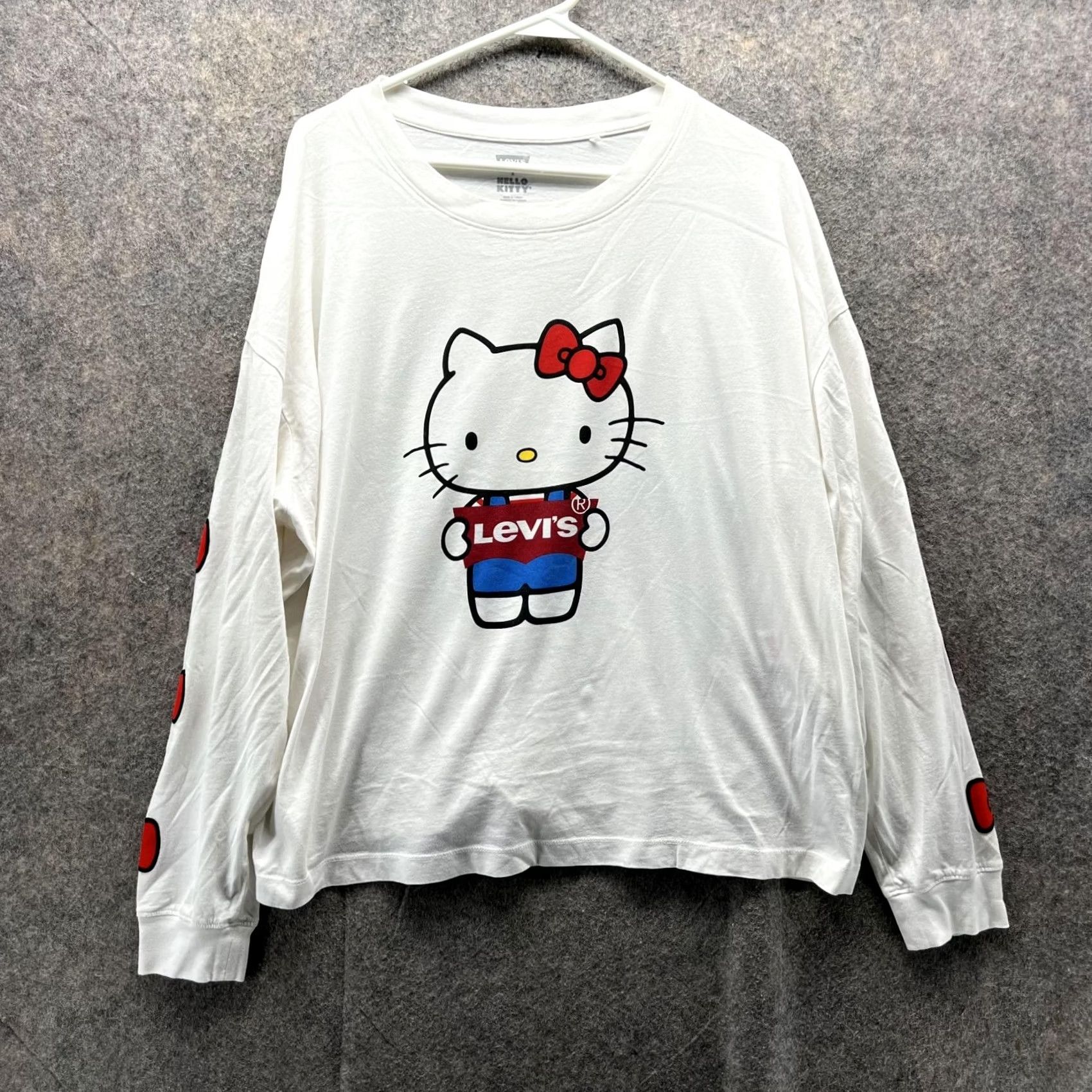 Levi's Levi's Shirt Women XL White Crewneck Pullover Hello Kitty Print Vintage Pullover All Seasons Casual Womens XL White Hello Kitty Logo Knit Sweater Size XL / US 12-14 / IT 48-50 - 2 Thumbnail