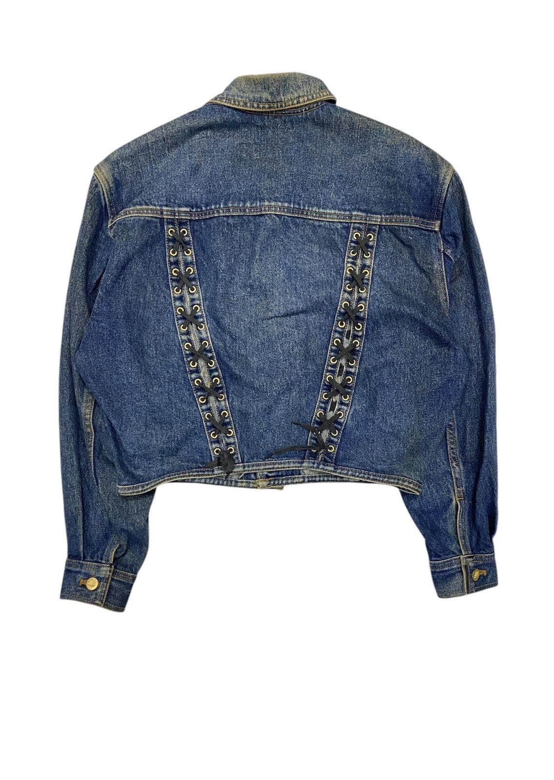 Jean Paul Gaultier 1988 JPG lace up crop denim Jacket Size M / US 6-8 / IT 42-44 - 1 Thumbnail
