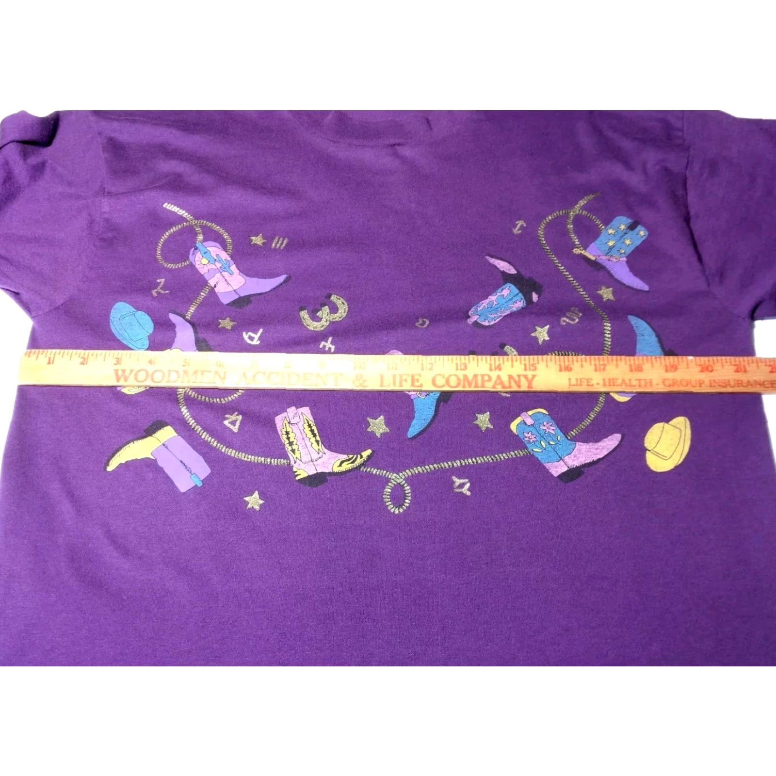 Fruit Of The Loom VINTAGE Fruit of the Loom Best Western T-Shirt Large Purple Glitter Cowgirl Cowboy Single Stitch Size US L / EU 52-54 / 3 - 5 Thumbnail