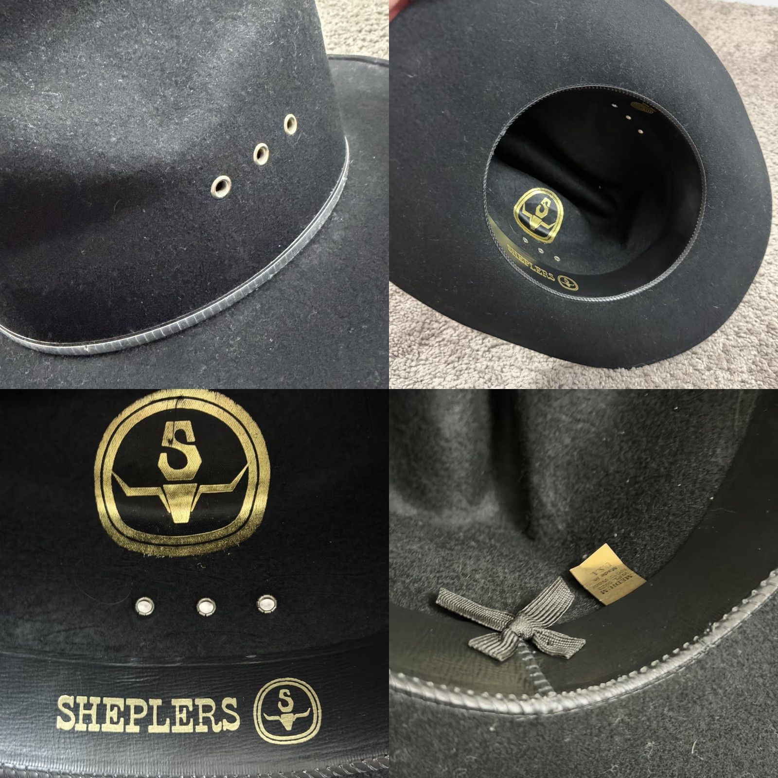 FELT VINTAGE Sheplers Cowboy Hat Mens Medium Black Wool Felt Western Made in USA Cowboy Hat Mens Medium Black Wool Felt Western USA Size ONE SIZE - 8 Thumbnail