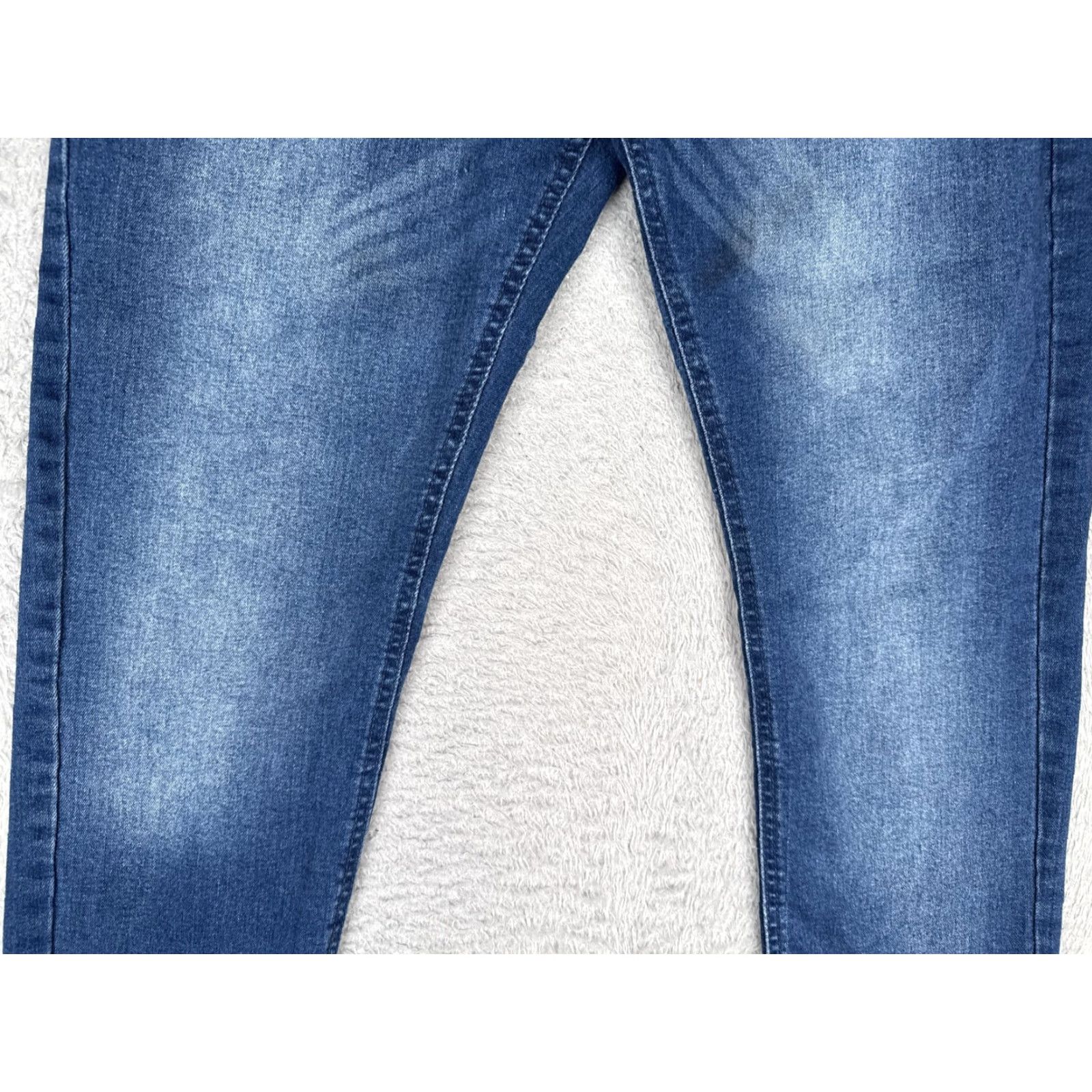 Denime LRG Jeans Mens Slim Straight Blue Denim 32 Five-Pocket Zip Fly Waist 32 Medium Wash Size US 32 / EU 48 - 3 Thumbnail