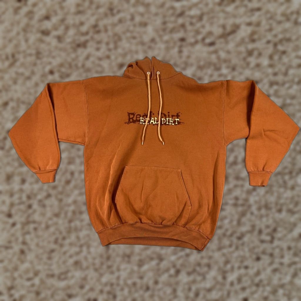 Vintage Real Dirt Adult XL Orange Hoodie Sweater Men Pockets Size US XL / EU 56 / 4 - 1 Thumbnail