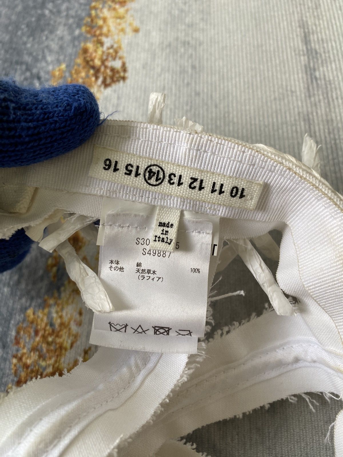 Maison Margiela SS19 Decorated Dried Woven Raphia Hat In 100 White Cap Size ONE SIZE - 6 Thumbnail