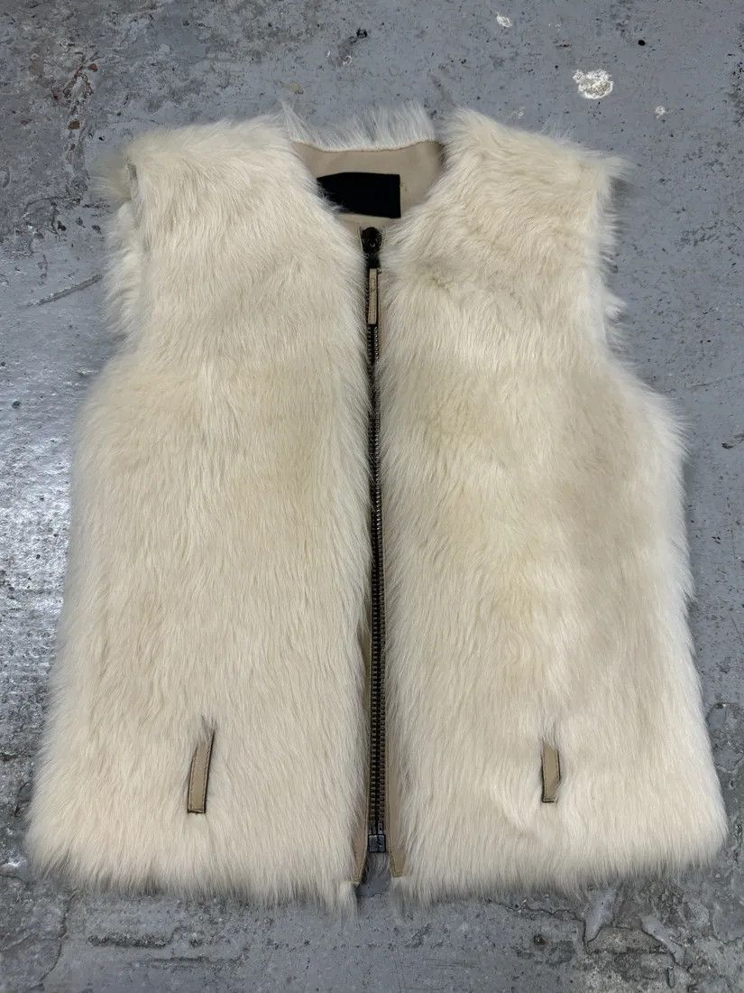 Prada Fur Creamy White Fur Leather Vest