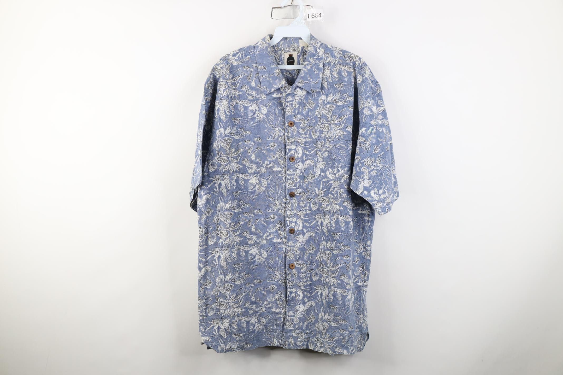 Vintage Vintage 90s Streetwear Flower Beach Hawaiian Button Shirt Size US L / EU 52-54 / 3 - 1 Thumbnail