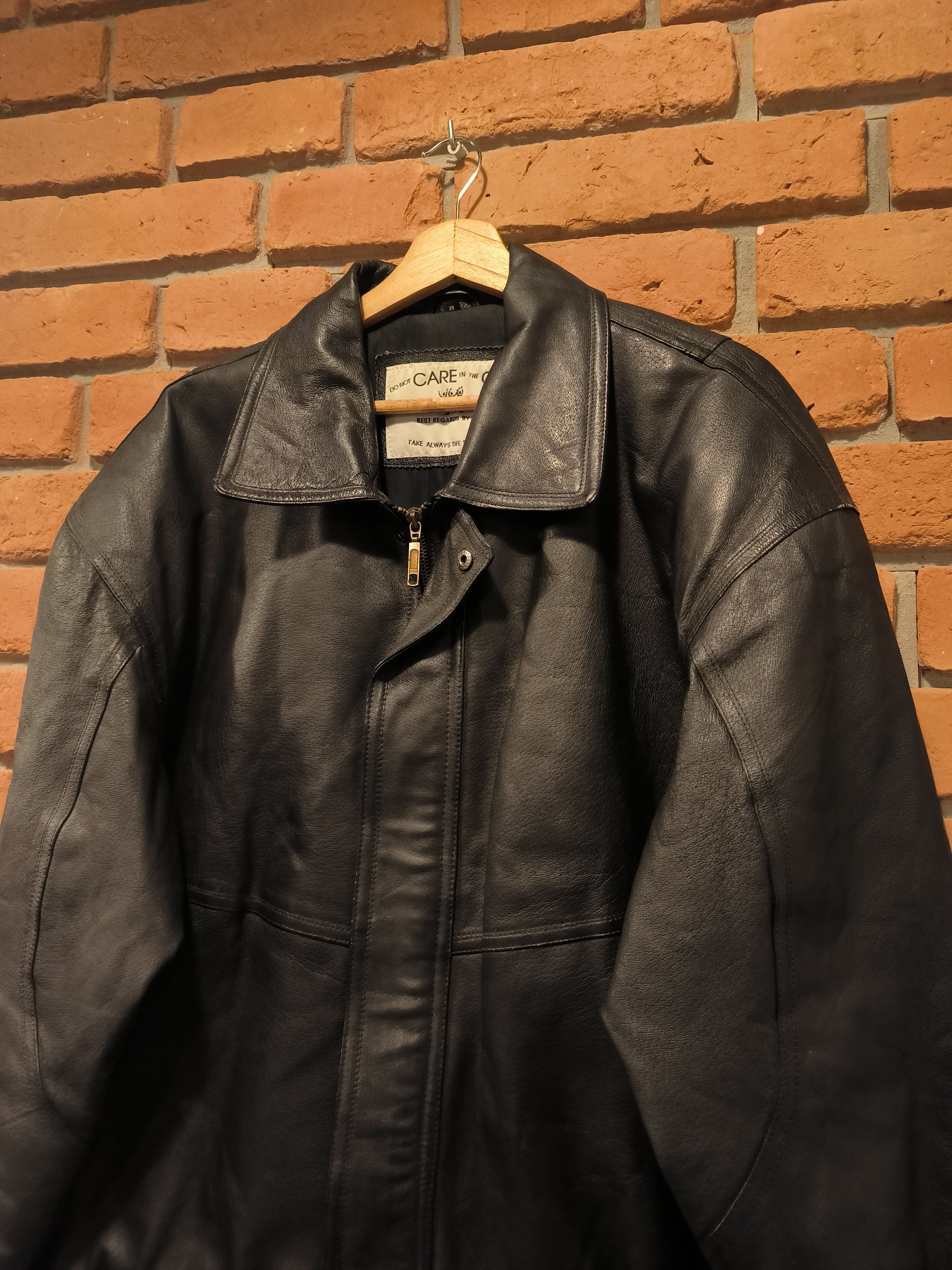 Vintage Vintage Leather Jacket Black Do Not Care In The City Size US L / EU 52-54 / 3 - 2 Thumbnail