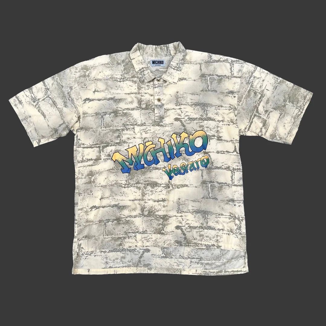 Japanese Brand × Michiko Koshino London × Vintage Michiko Koshino 1990 90s Vintage Designer S/S Graffiti Shirt Size US XL / EU 56 / 4 - 1 Thumbnail