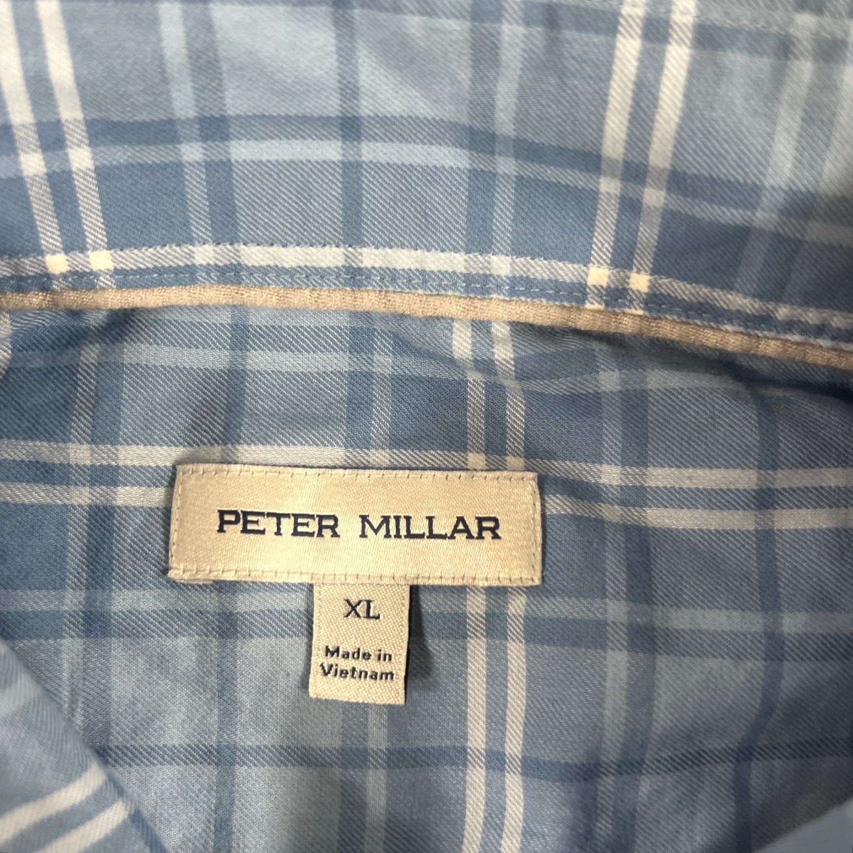 Peter Millar Peter Millar Button-Up Shirt XL Blue Plaid Long Sleeve 100% Cotton Mens Regular Fit Size US XL / EU 56 / 4 - 2 Thumbnail