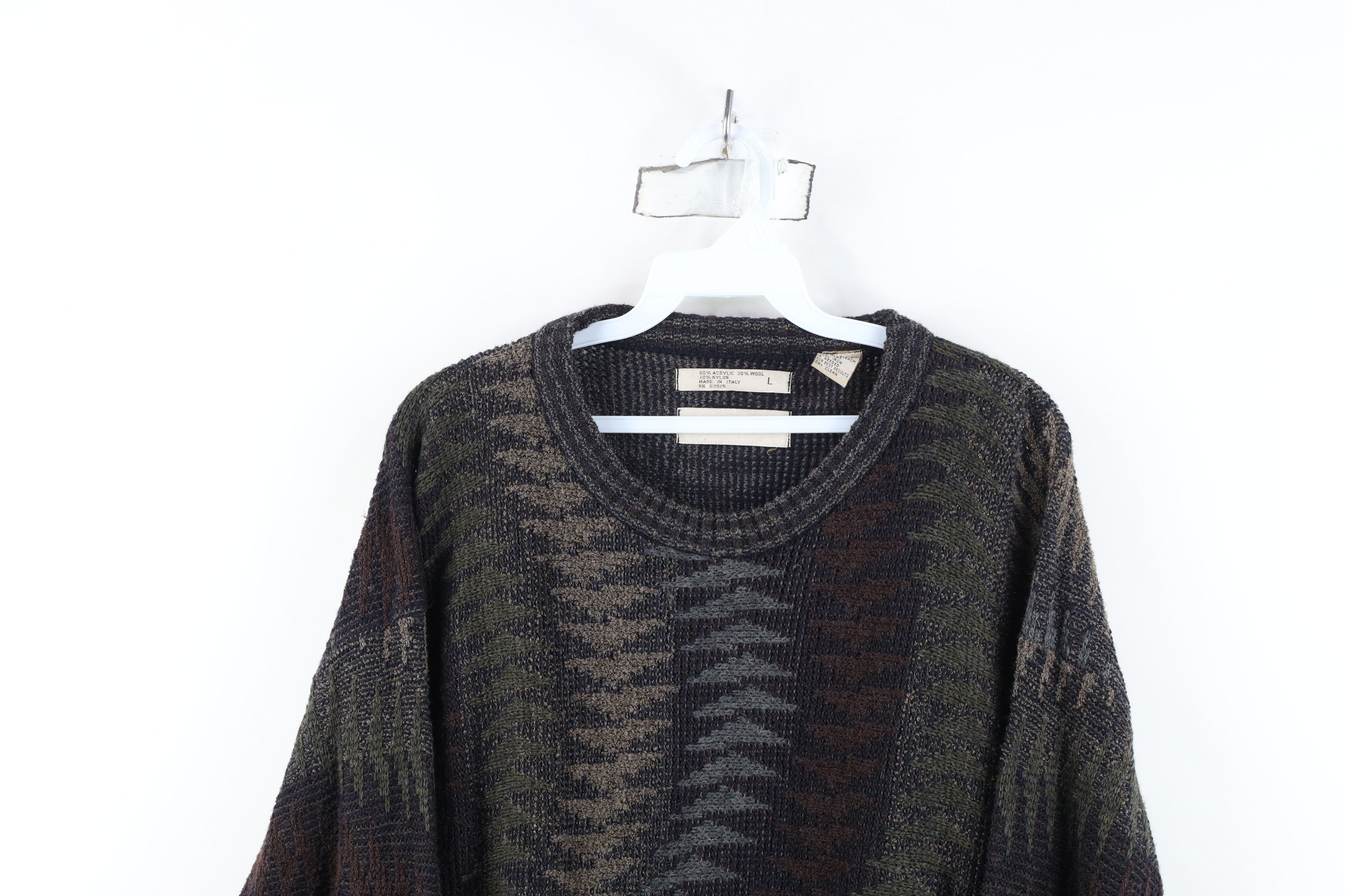 Vintage Vintage 90s Streetwear Tone Wool Blend Knit Crewneck Sweater Size US L / EU 52-54 / 3 - 2 Thumbnail