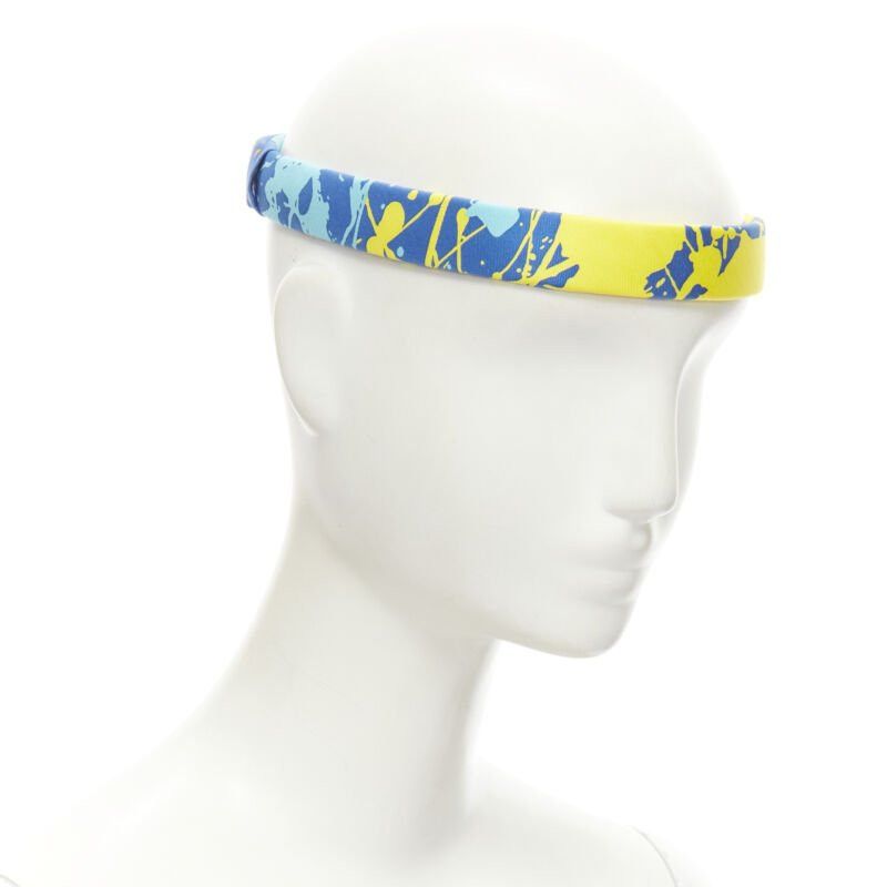 Hermes rare HERMES Bandeau Femme Mistinguette 100% silk blue yellow adjustable headband Size ONE SIZE - 1 Thumbnail