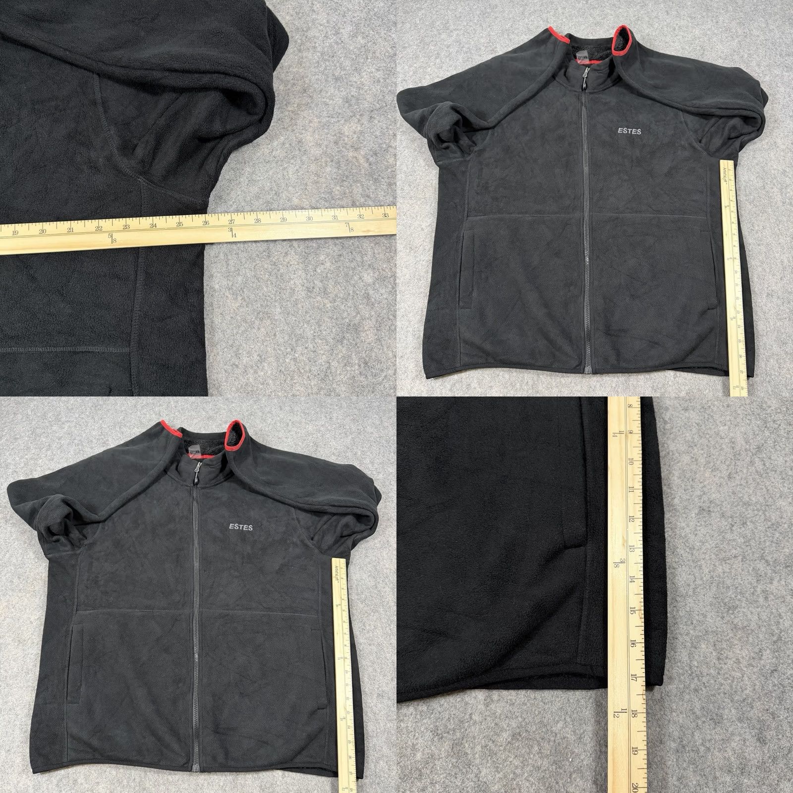 Vintage ESTES Jacket Men XL Black Fleece Full Zip Lightweight Long Sleeve Stand-Up Collar Cardio Winter Fall Spring Size US XL / EU 56 / 4 - 9 Thumbnail