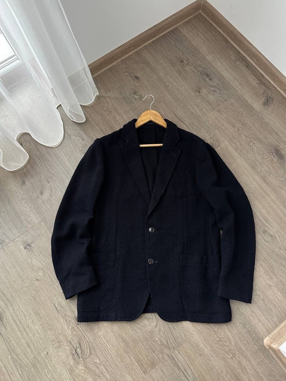 Armani Collezioni × Vintage Vintage Armani Collezioni Blue Jacquard Blazer Jacket Size 52R - 9 Thumbnail