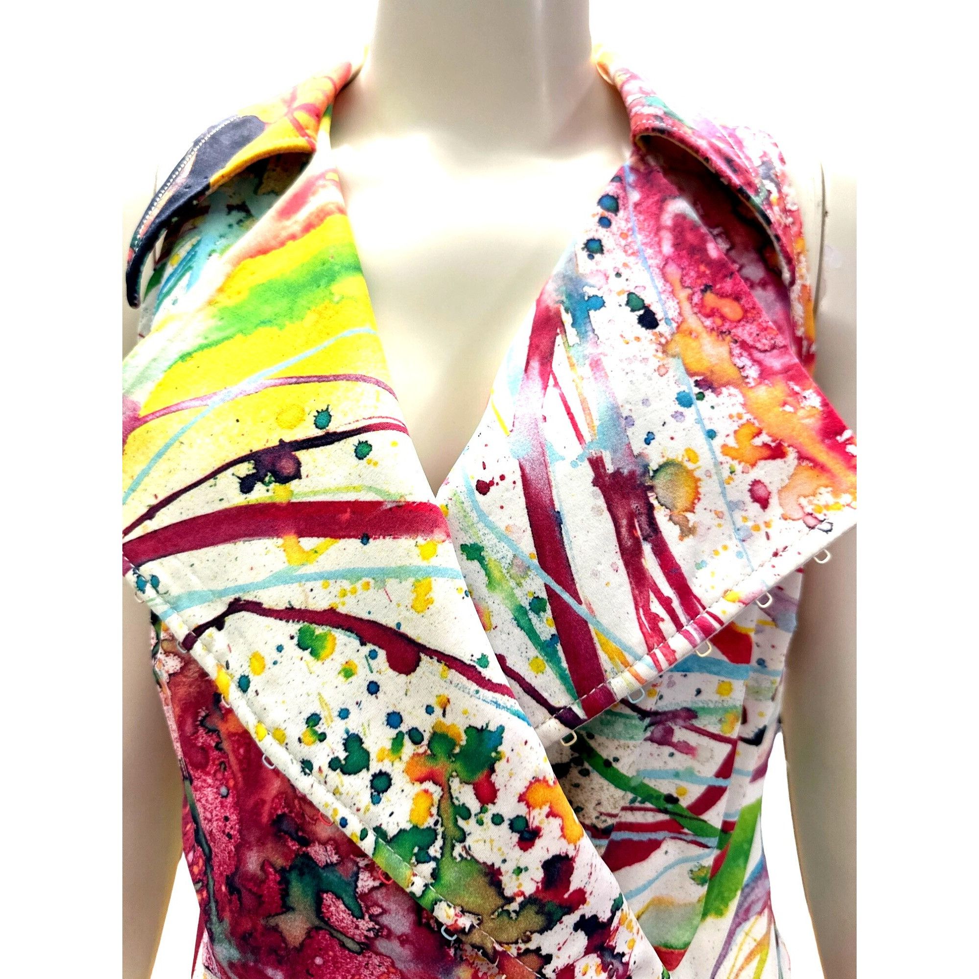 Other Albert Makali Multicolor Tie Dye Dacron Asymmetrical Hem Sle Size M / US 6-8 / IT 42-44 - 2 Thumbnail