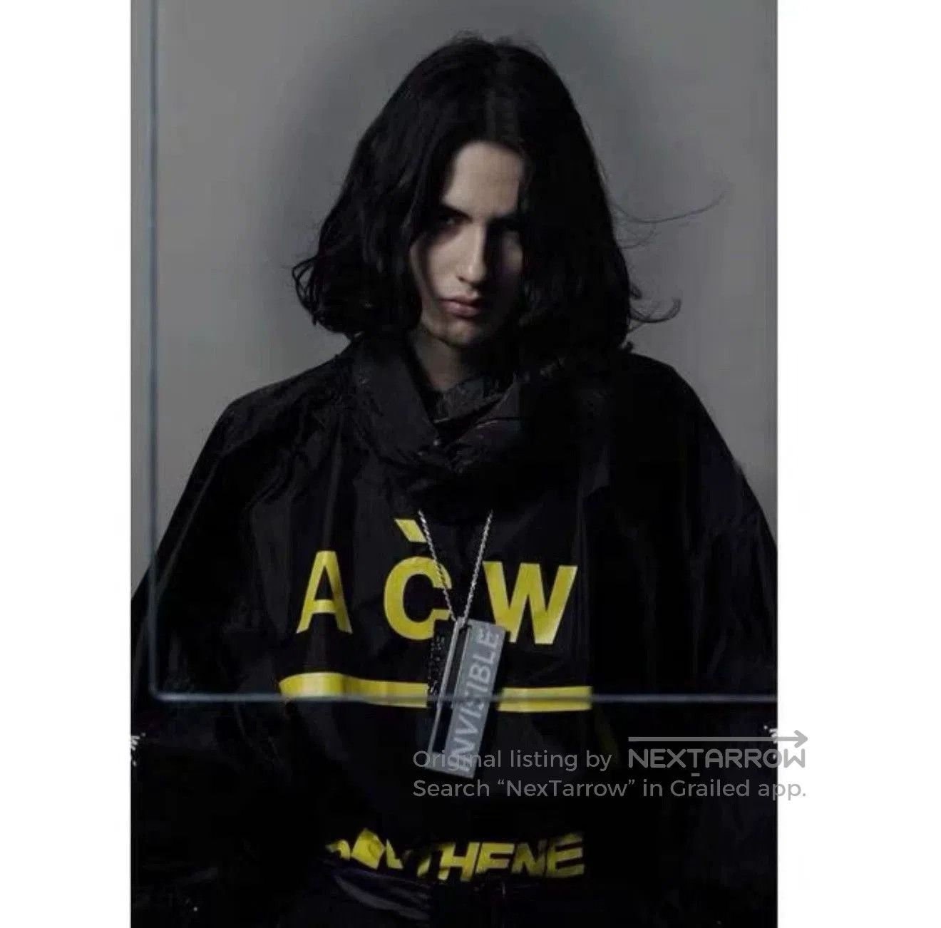 A-COLD-WALL* Black Hooded Raincoat with Yellow Graphic Print. Size US M / EU 48-50 / 2 - 7 Thumbnail