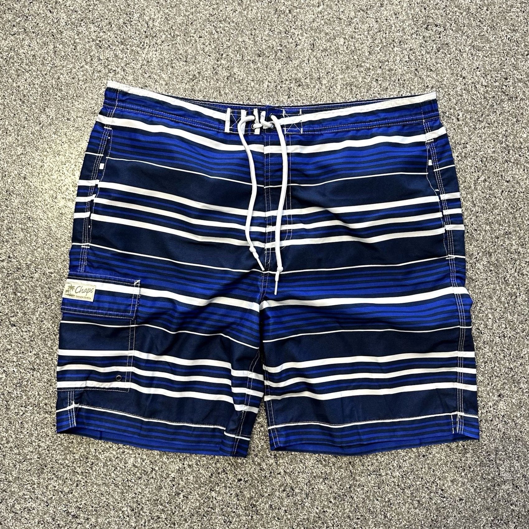 Chaps Chaps Stripped Navy Blue XL Boardshorts Trunks Shorts Pockets Lined Mens Size US 36 / EU 52 - 2 Thumbnail