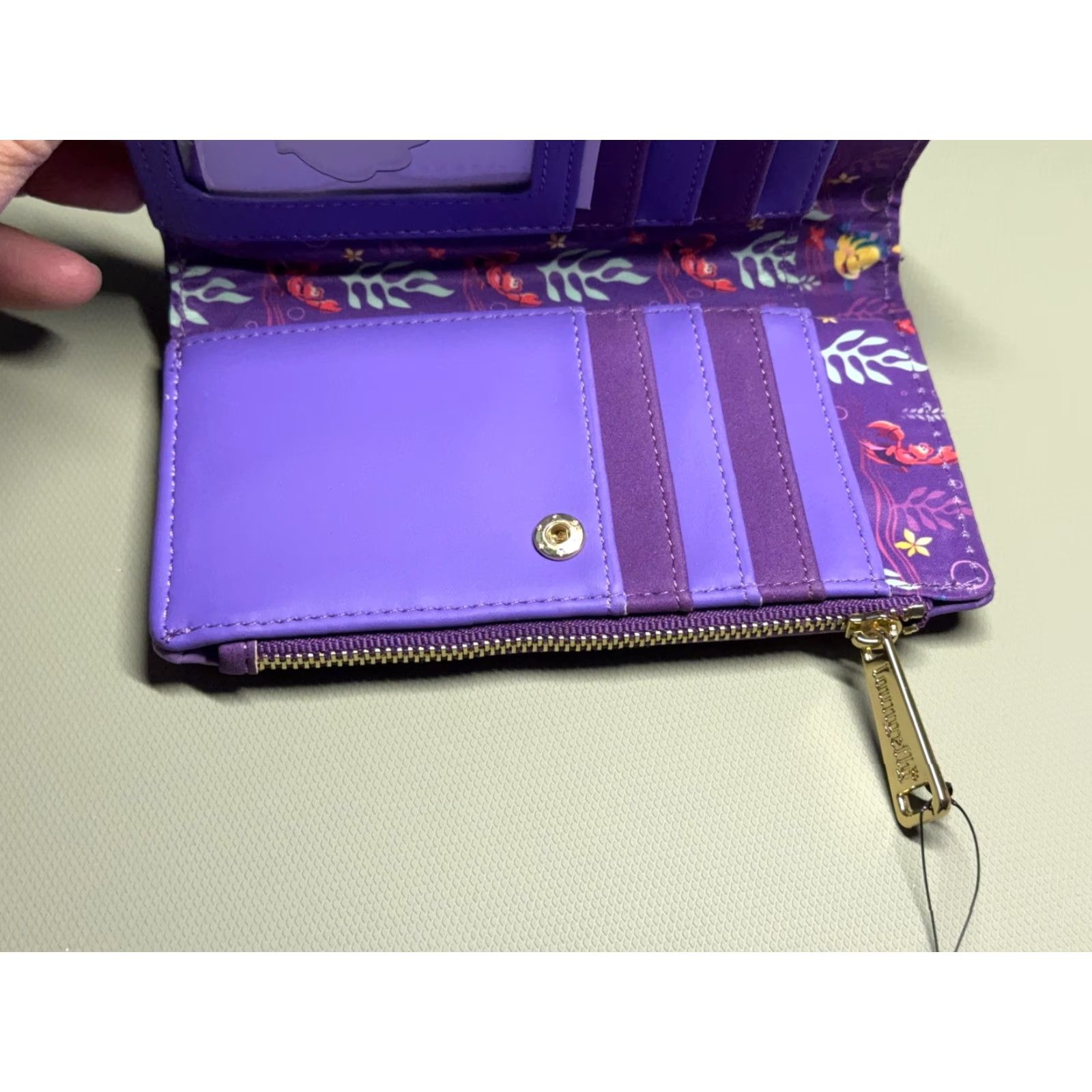 Vintage Loungefly Disney Princess Ariel Castle Collection Wallet Purple One Size Zip-Around Faux Leather Womens Size ONE SIZE - 7 Thumbnail