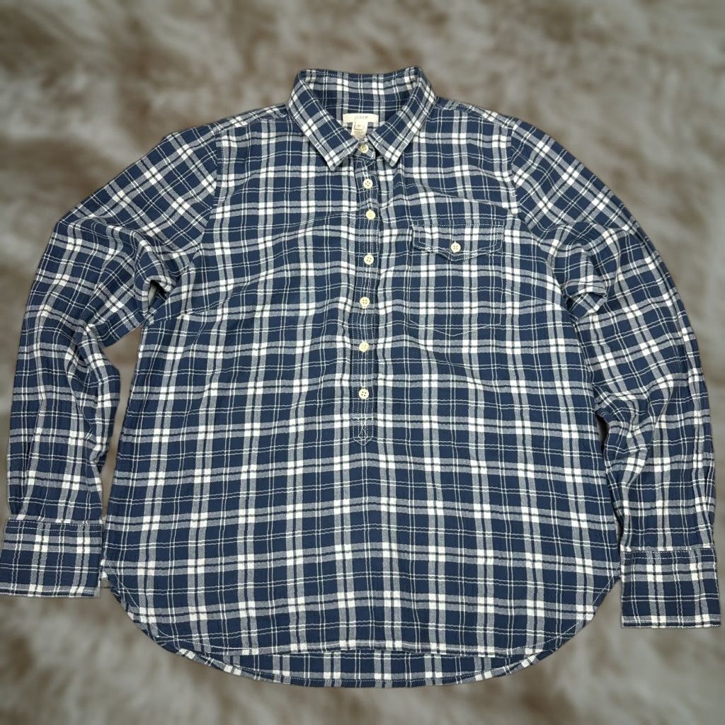 J.Crew J. Crew Women's Blue Plaid Shirt Long Sleeve Button-Up Cotton Casual Sz M Size M / US 6-8 / IT 42-44 - 1 Thumbnail