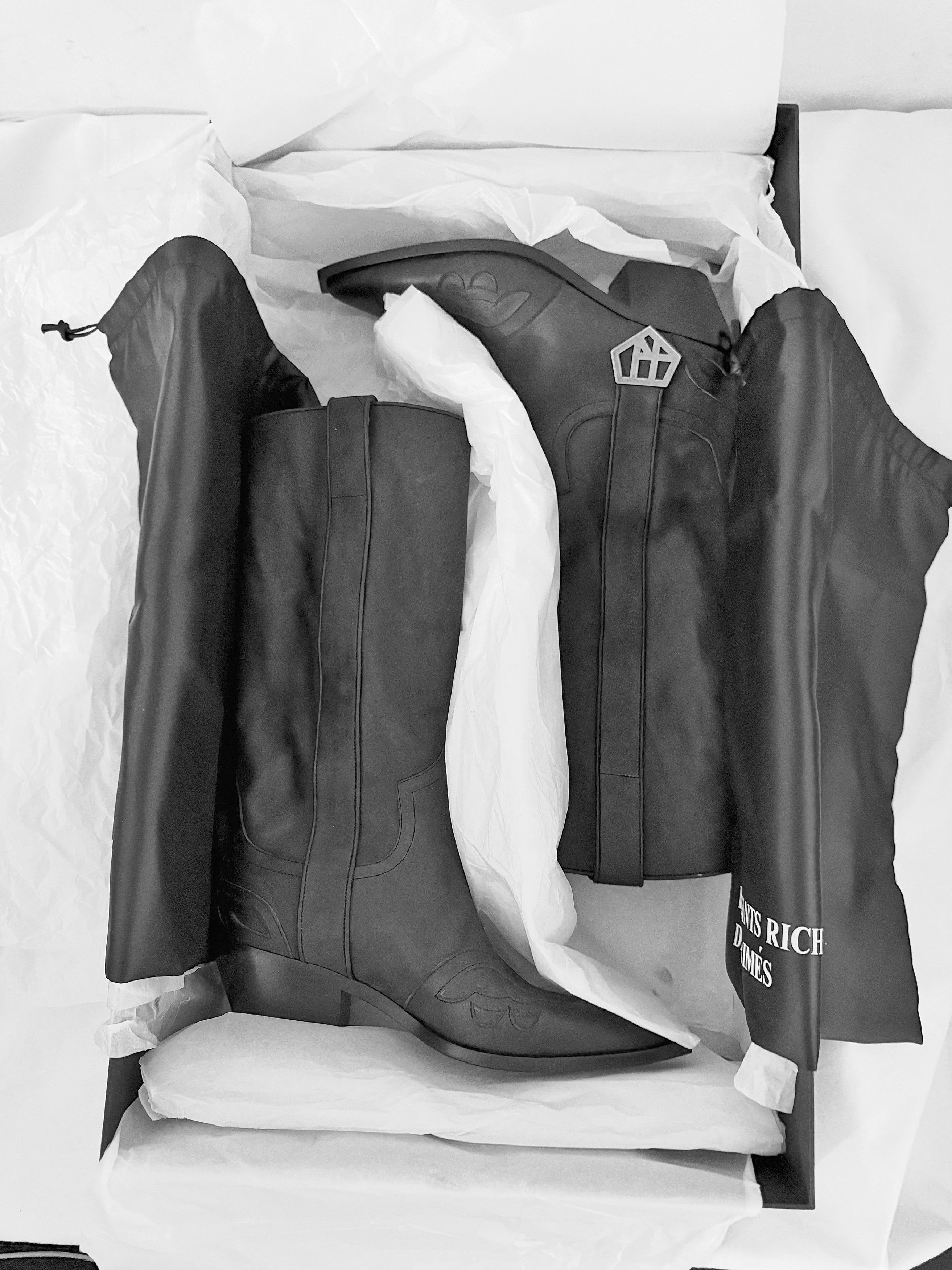 Enfants Riches Deprimes Black Painted Cowboy Tall Boots Size US 7 / EU 40 - 2 Thumbnail