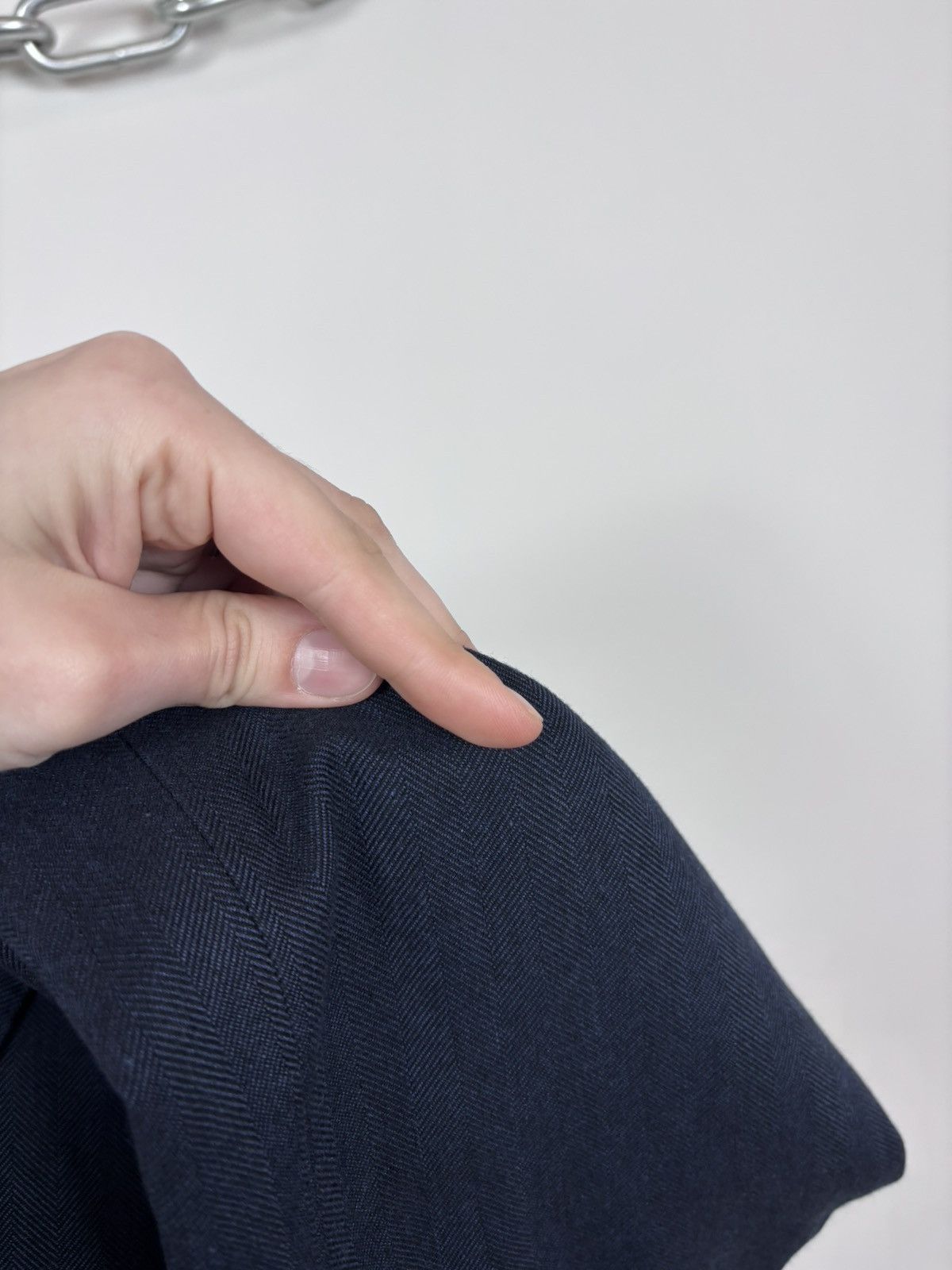 SCABAL Scabal Men’s Herringbone Navy Blue Cotton Blazer Jacket Size 40R - 11 Thumbnail