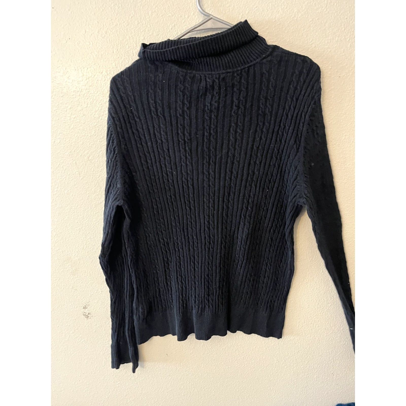 Croft & Barrow Croft and Barrow Sweater Womens XL Black Long Sleeve Turtleneck Cable Knit Size XL / US 12-14 / IT 48-50 - 3 Thumbnail