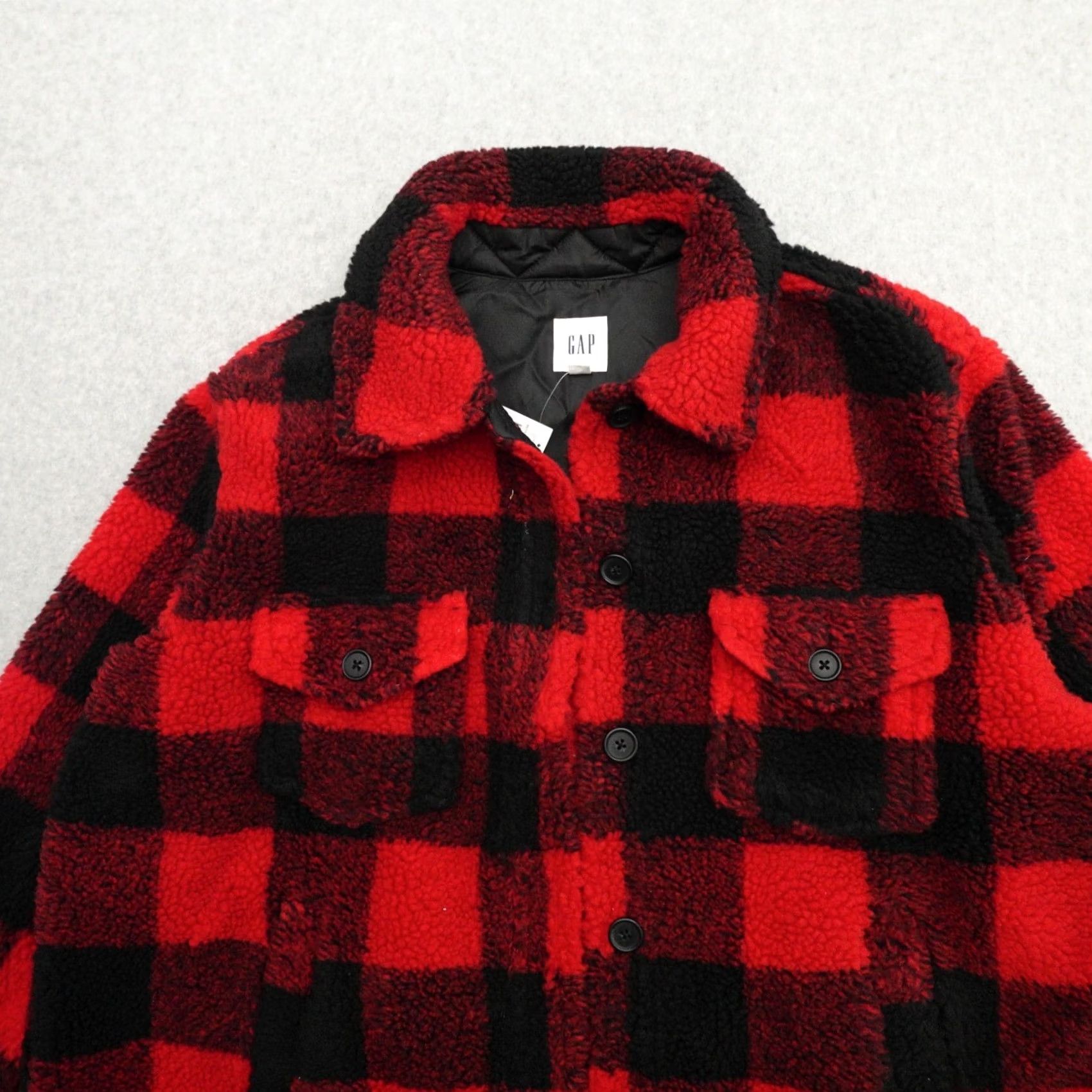 Gap GAP Womens Jacket 2XL Plaid Fleece Red Black Pockets Size XXL / US 16-18 / IT 52-54 - 6 Thumbnail