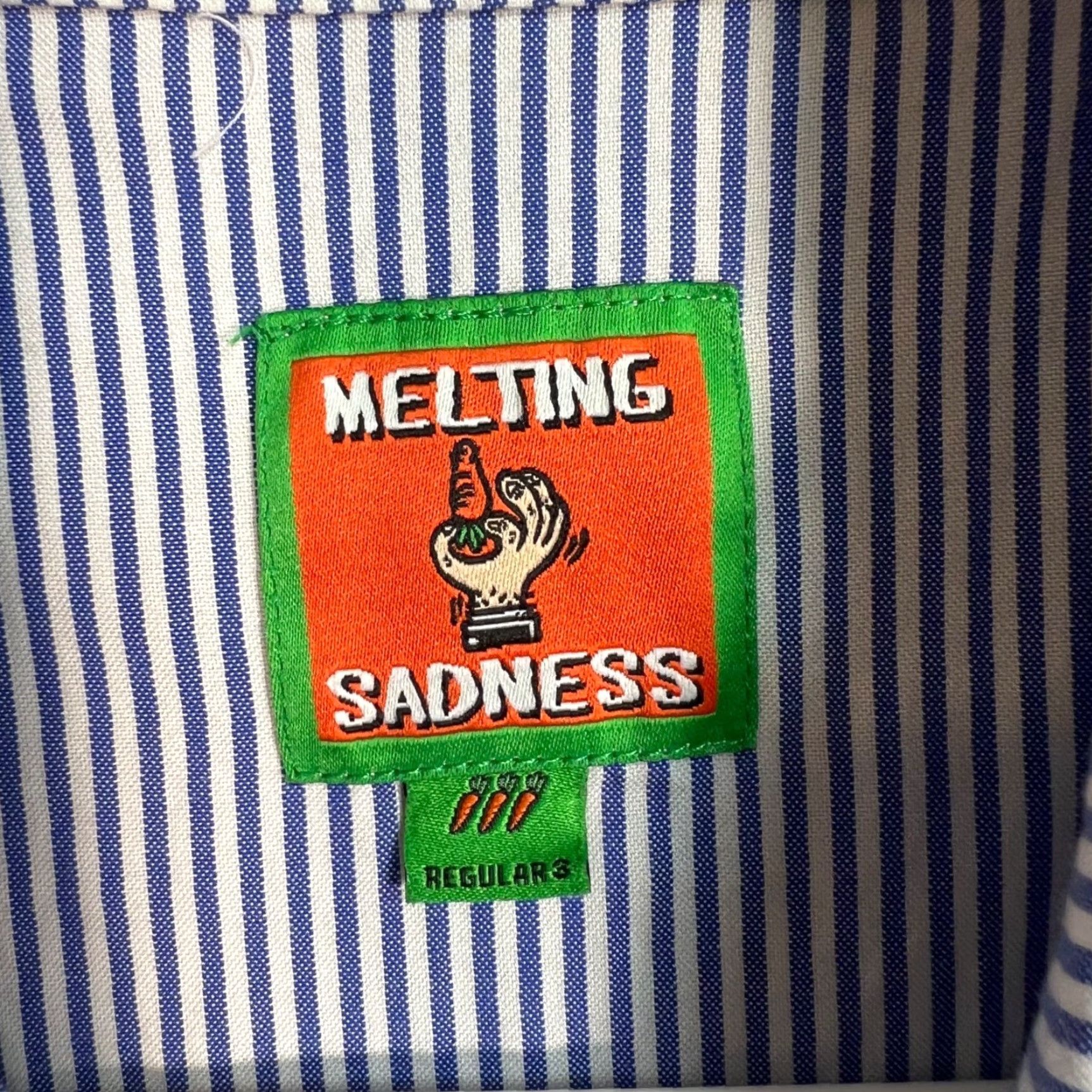 Vintage VINTAGE Melting Sadness Men's Short Sleeve Button-Up Shirt Size Medium Blue Striped Cotton 90s Size US L / EU 52-54 / 3 - 3 Thumbnail