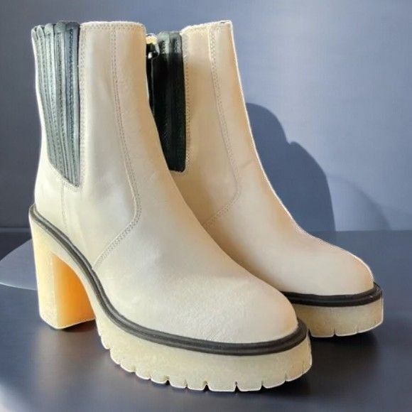 Free People Free People Women White James Chelsea Boot Chunky Heel NEW Size US 8 / IT 38 - 8 Thumbnail