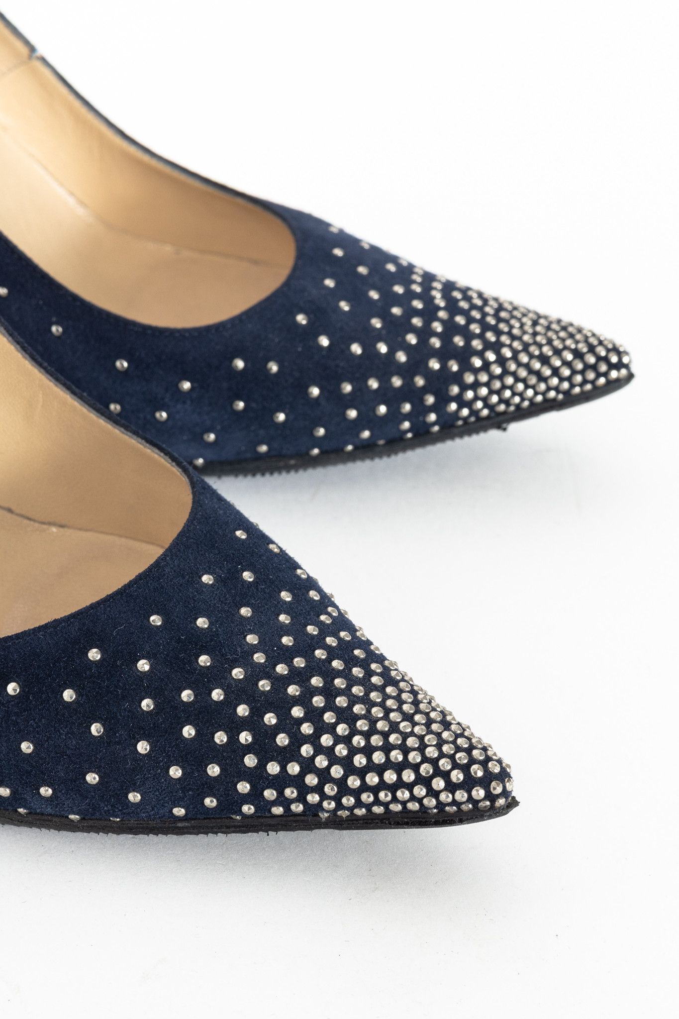 Jimmy Choo Jimmy Choo Abel Navy Suede Rhinestone-Embellished Pumps Size US 7 / IT 37 - 7 Thumbnail