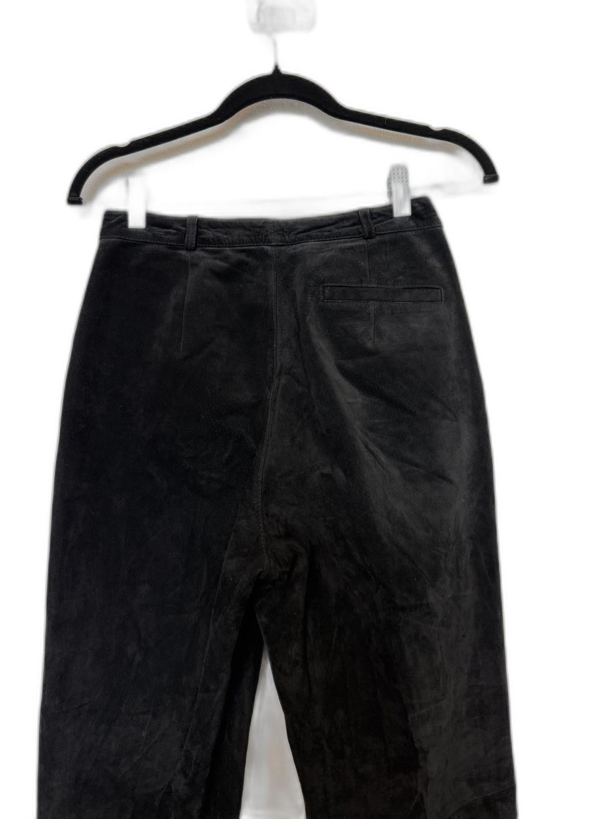 Designer Vintage 90s black high waisted suede pants. Size 27" / US 4 / IT 40 - 2 Thumbnail