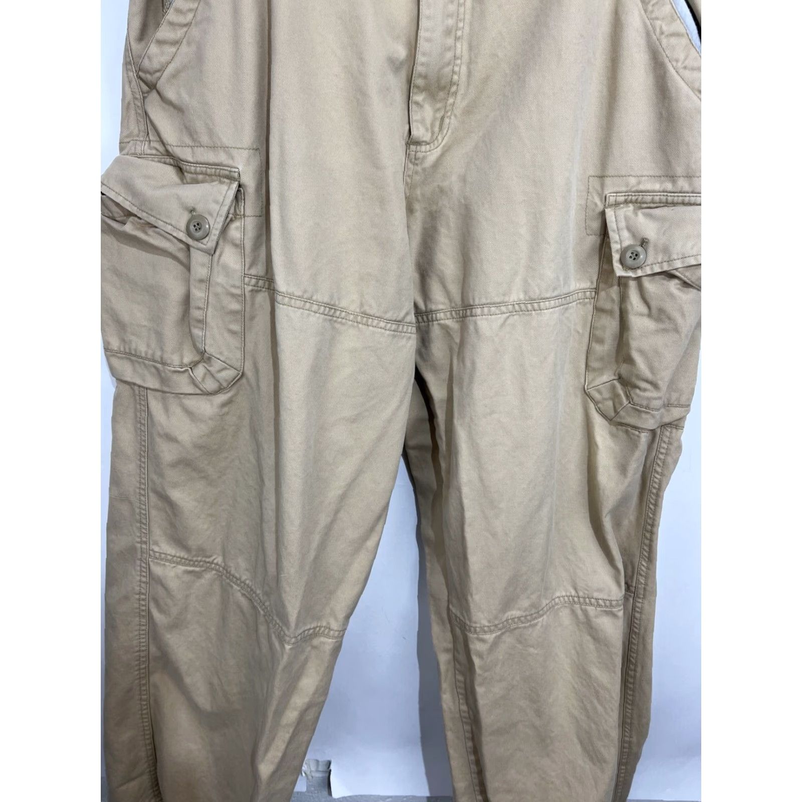 Vintage Emergency Exit Cargo Pants Mens 34 Khaki Canvas Cargo Pocket Baggy Y2K Outdoor 30 Inseam Straight Leg Pants 34x30 Size US 34 / EU 50 - 5 Thumbnail