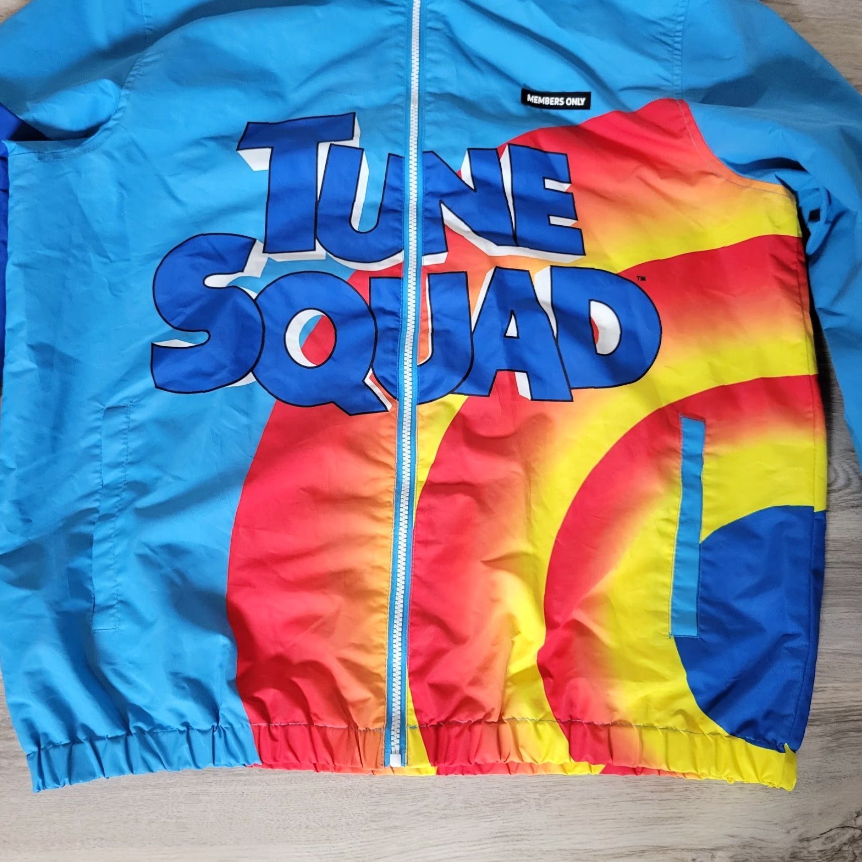 Vintage Looney Tunes Men’s Tune Squad Jacket Lightweight Zip Hooded Sz L Blue Windbreaker MENS Size US L / EU 52-54 / 3 - 5 Thumbnail