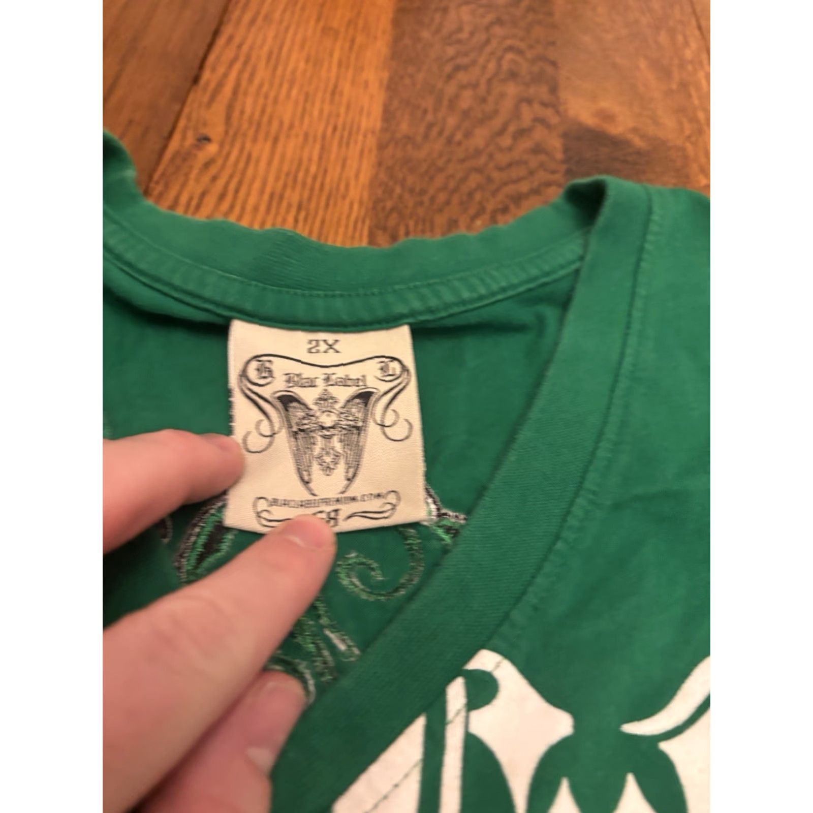Affliction VINTAGE Blac Label T-Shirt Graphic Print 2XL Green Crew Neck Short Sleeve Affliction Style P1 Size US XXL / EU 58 / 5 - 4 Thumbnail