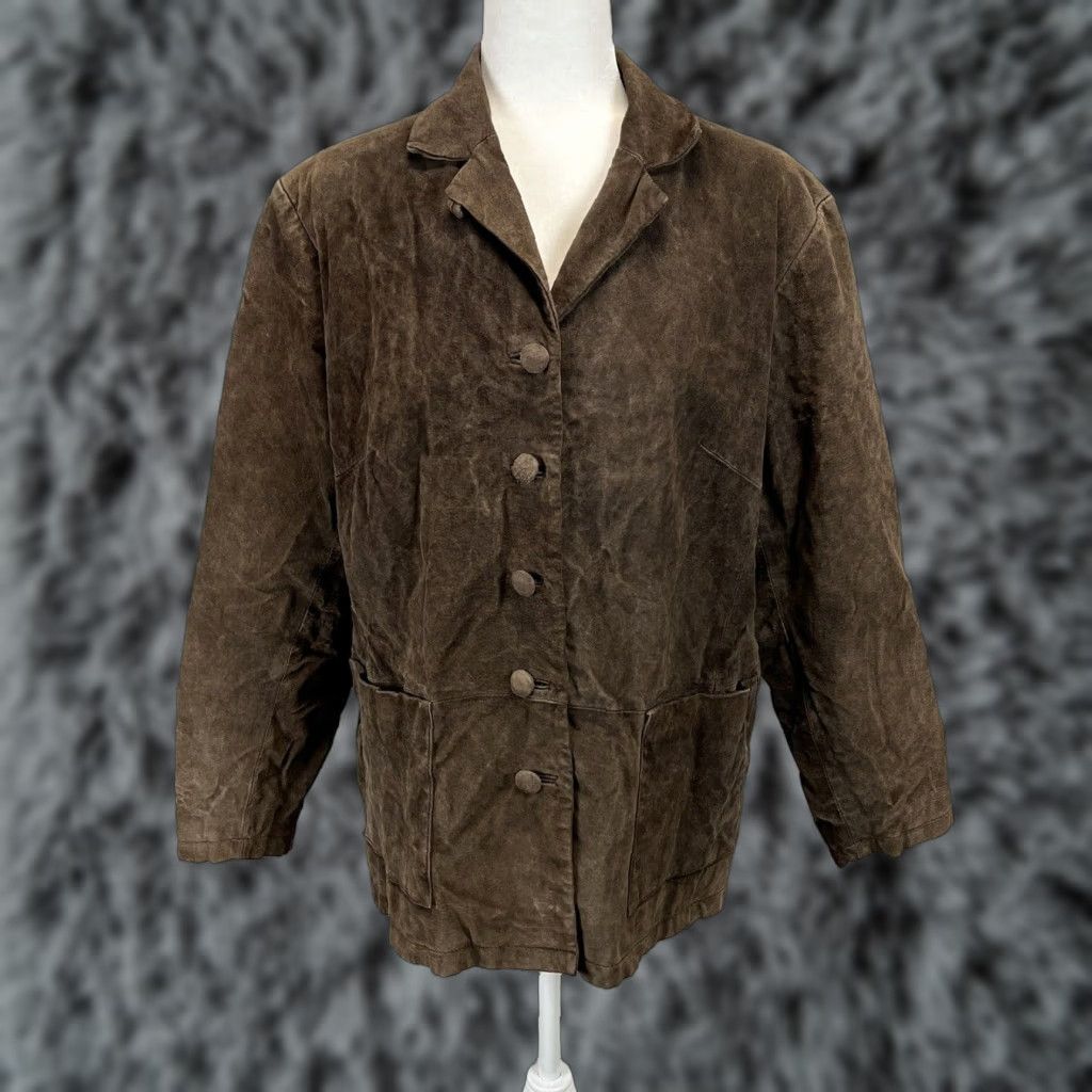 Vintage Vintage Stan Herman Suede Leather Coat Jacket Sz X-large Womens Lined Brown Shacket Size XL / US 12-14 / IT 48-50 - 1 Thumbnail