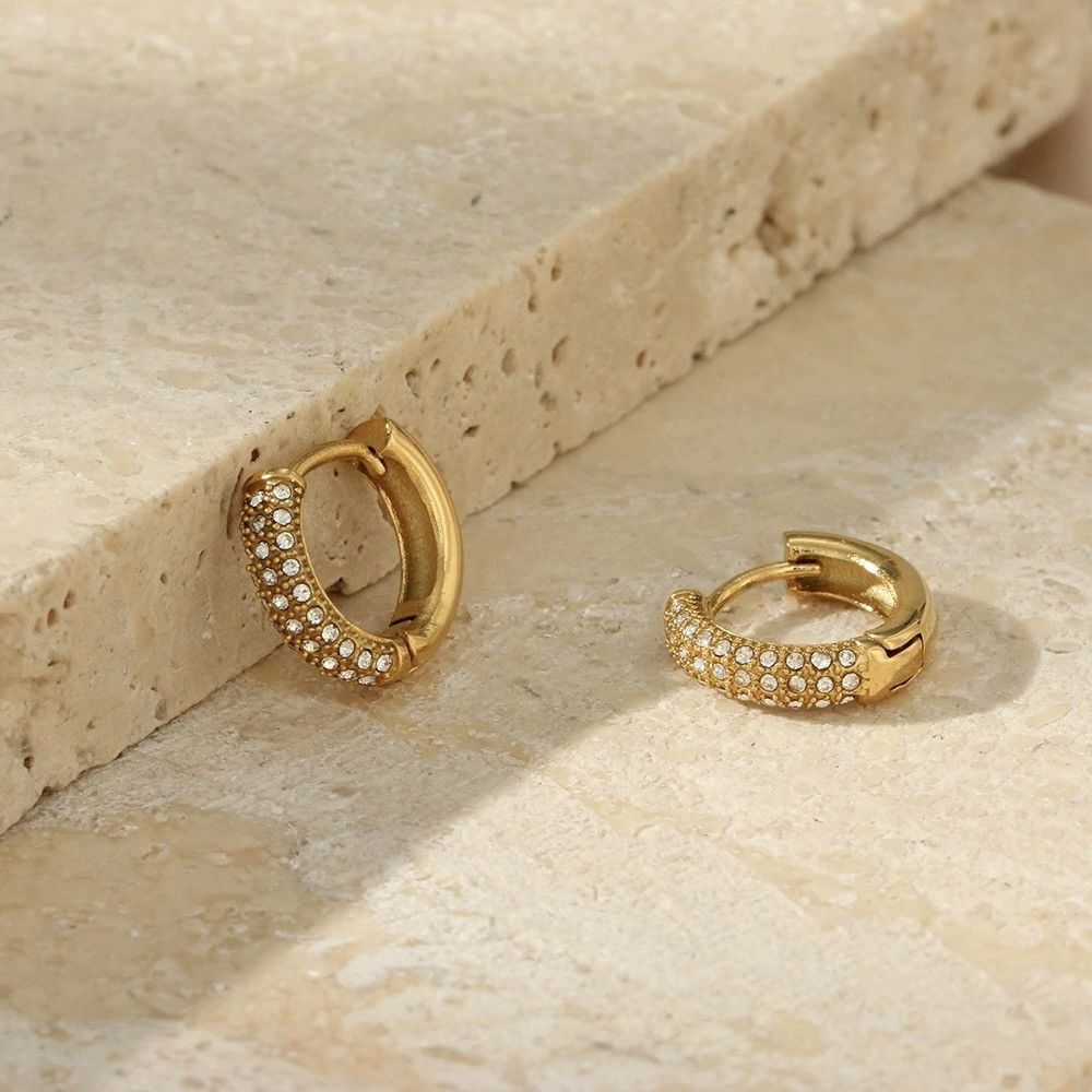 Other 14mm CZ Small Gold Hoop Earrings for Women Men Size ONE SIZE - 4 Thumbnail