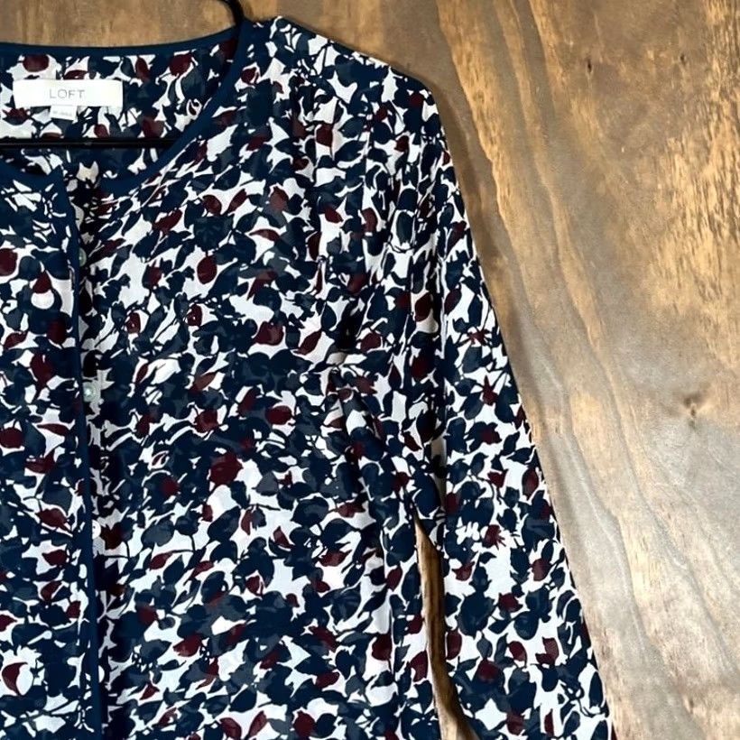 Ann Taylor Ann Taylor LOFT Womens Blouse Multi Floral Sheer Button Down Long Sleeve XS Size XS / US 0-2 / IT 36-38 - 5 Thumbnail