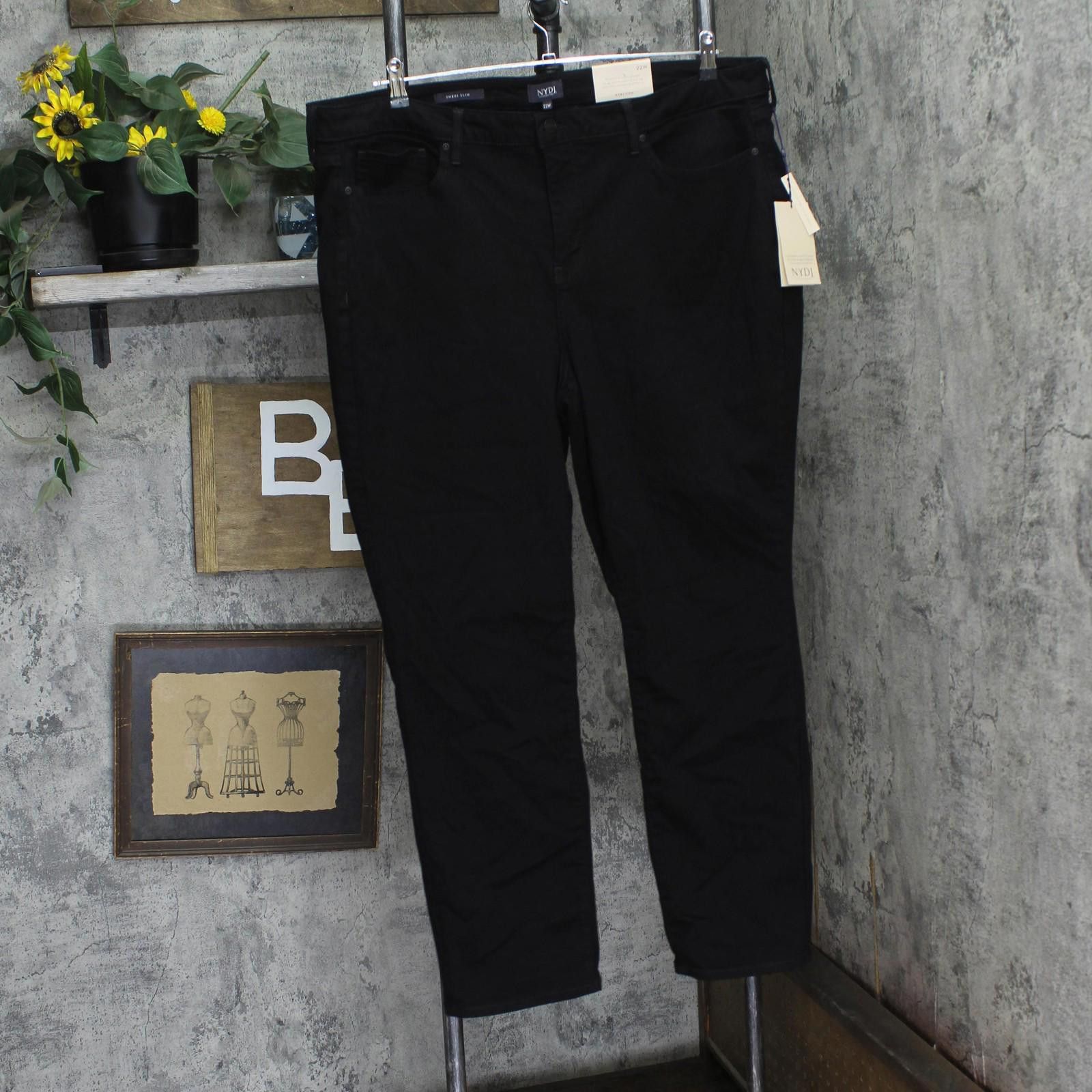 Other Nwt Nydj Womens Plus Sheri Slim Jeans Wnbbss8518 Black 22w Size 42" / US 20 - 1 Thumbnail
