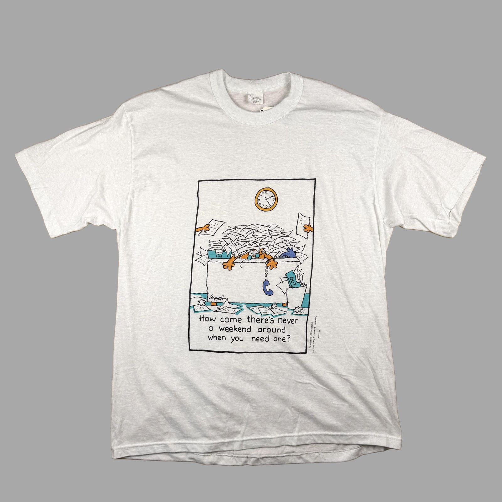 Vintage Vintage 90s Weekend Cartoon Single-Stitch Office Tee XL Size US XL / EU 56 / 4 - 1 Thumbnail