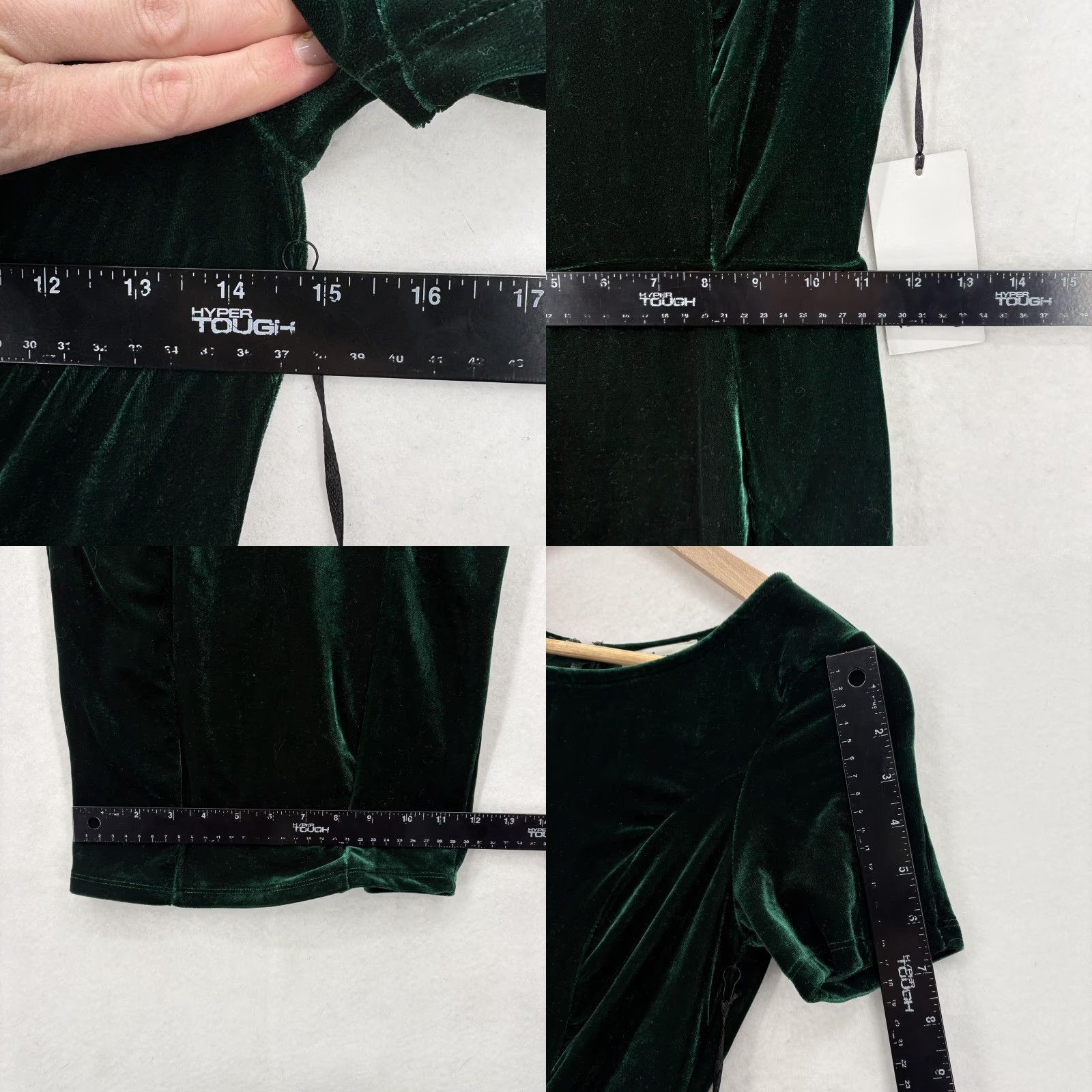 Vintage UniqueVintage Dress Womens XS/2 Green Velvet Short Sleeve Midi Pencil Party NWT Size 26" / US 2 / IT 38 - 8 Thumbnail