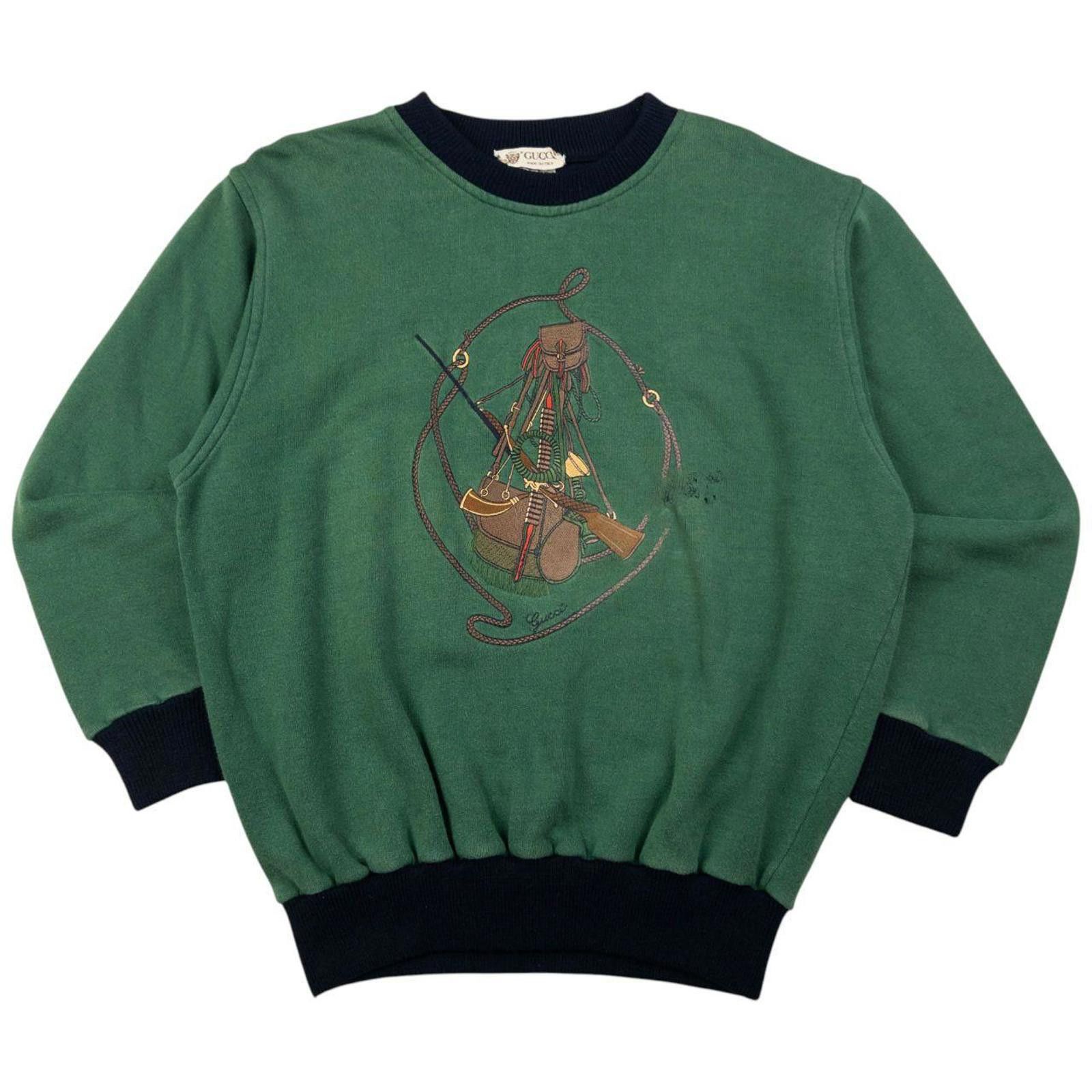 Gucci Vintage Gucci Embroidered Hunting Sweatshirt Size S Size US S / EU 44-46 / 1 - 1 Thumbnail