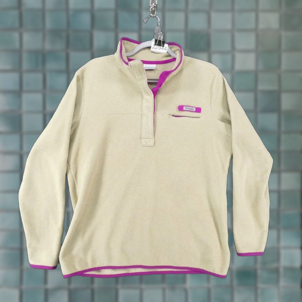 Vintage Columbia Women Extra Large Pullover Fleece Sweater 1/4 Zip Beige Size XL / US 12-14 / IT 48-50 - 1 Thumbnail