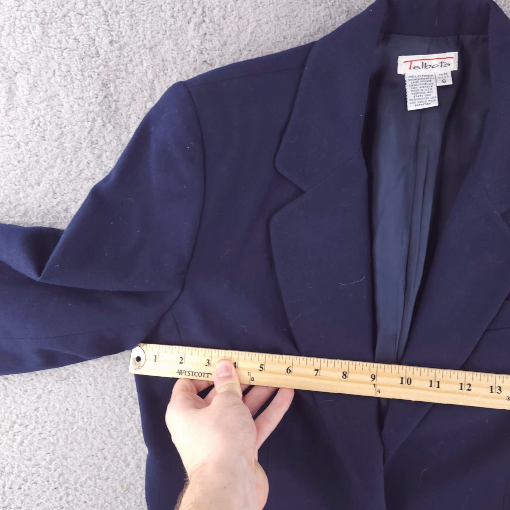 Talbots VINTAGE Talbots Coat Womens 8 Blue Made in USA Overcoat Worsted Wool Suit Long Top Jacket/Coat Length Long Sleeve Pant Suit USA 90s Womens Size M / US 6-8 / IT 42-44 - 6 Thumbnail