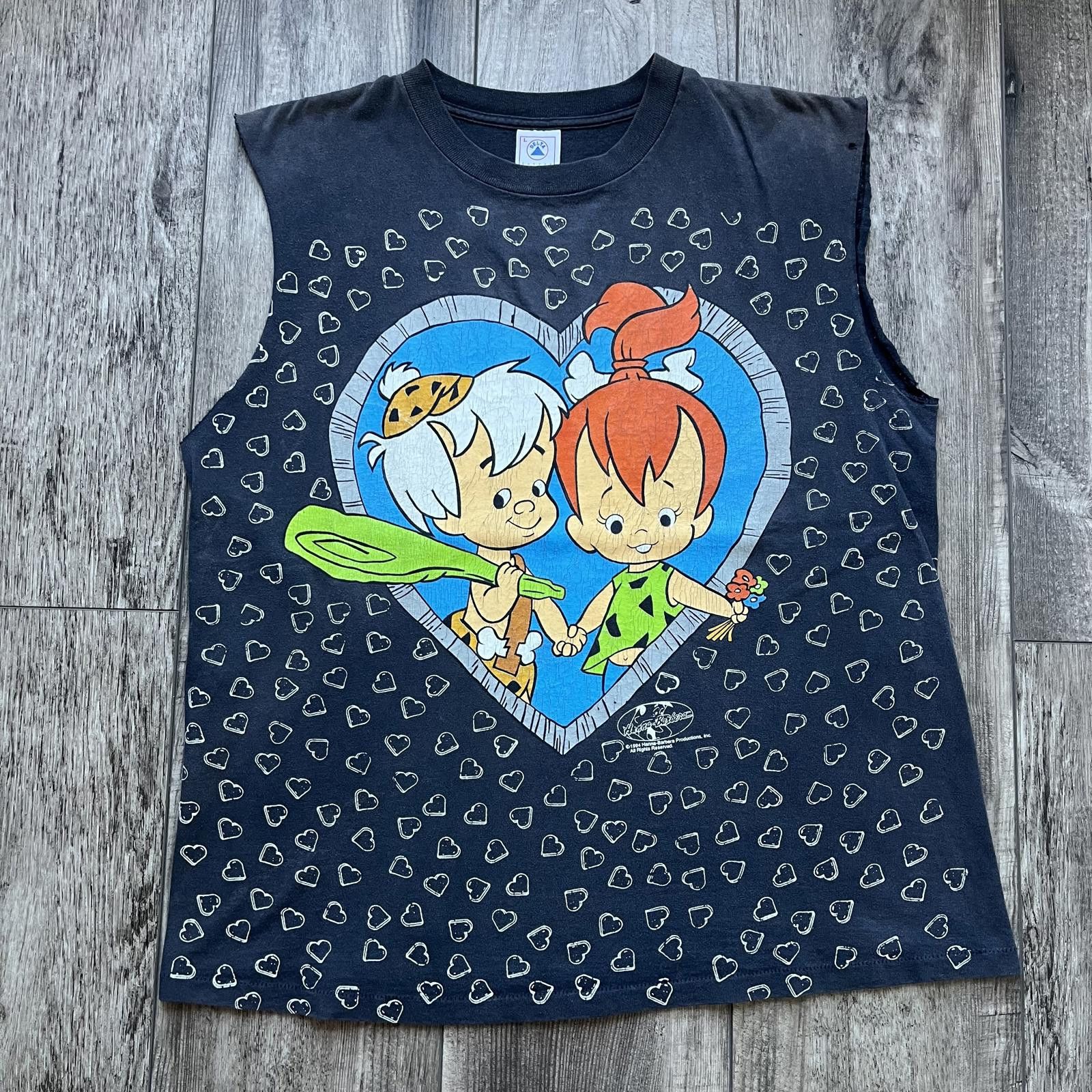 Delta × Vintage Vintage Flintstones Pebbles Bam Bam AOP Hearts Faded Shirt Size US L / EU 52-54 / 3 - 1 Thumbnail