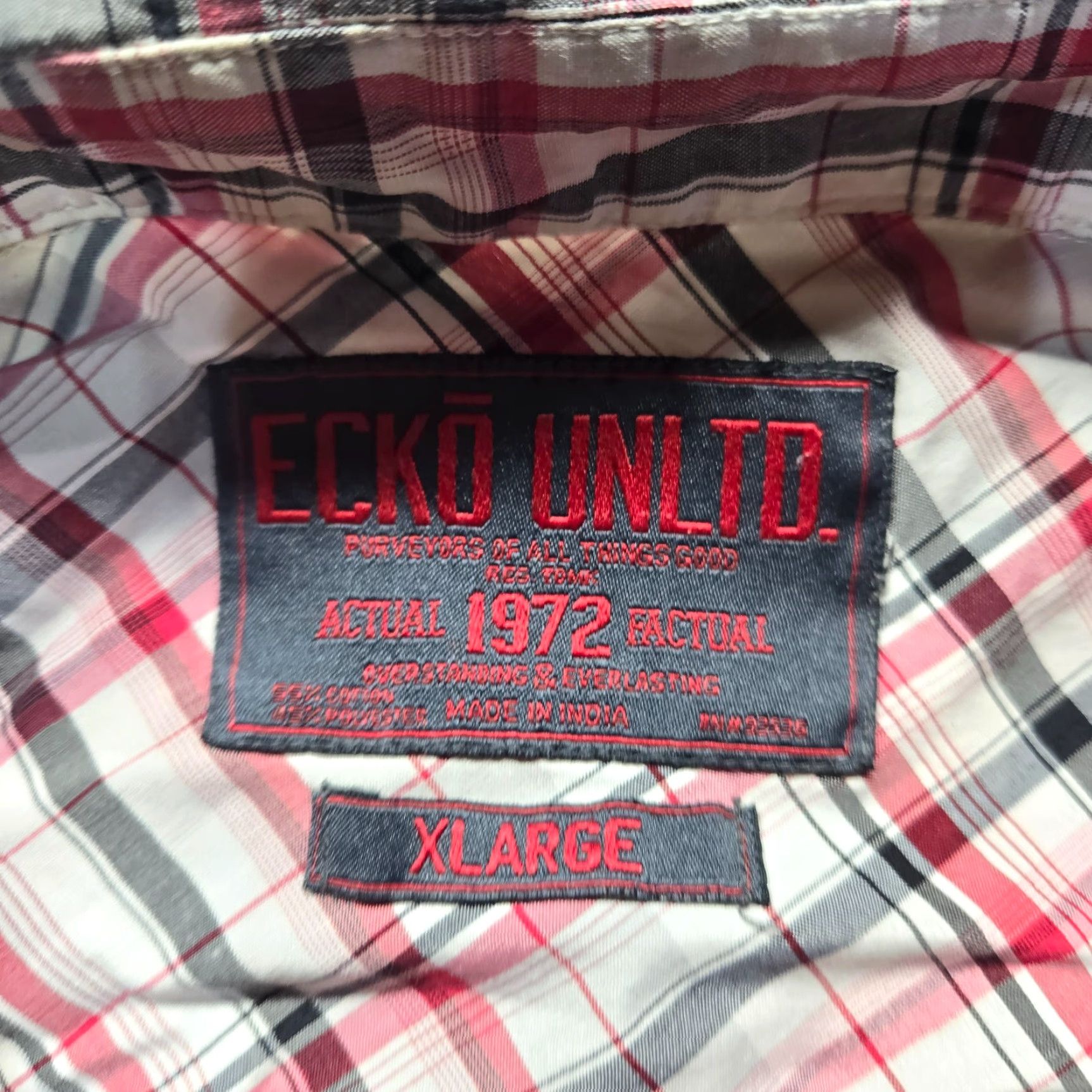 Ecko Unltd. Ecko Unlit Marc Ecko Shirt Button Up Short Sleeve Red Plaid Adult Men's XL Size US XL / EU 56 / 4 - 3 Thumbnail