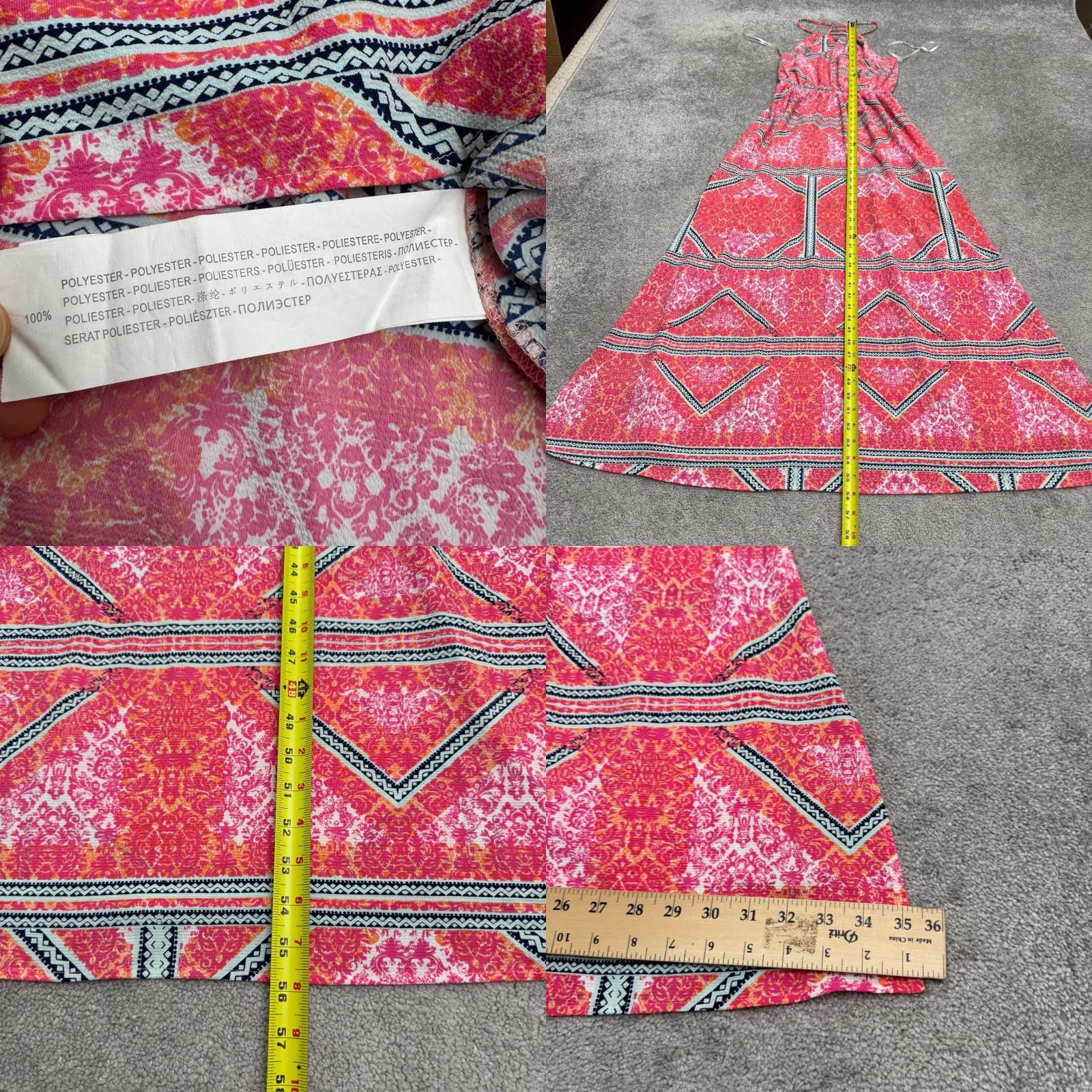 MINKPINK MINKPINK Geometric Halter Maxi Dress Women Medium Pink Orange Backless Slit NWOT Size M / US 6-8 / IT 42-44 - 8 Thumbnail